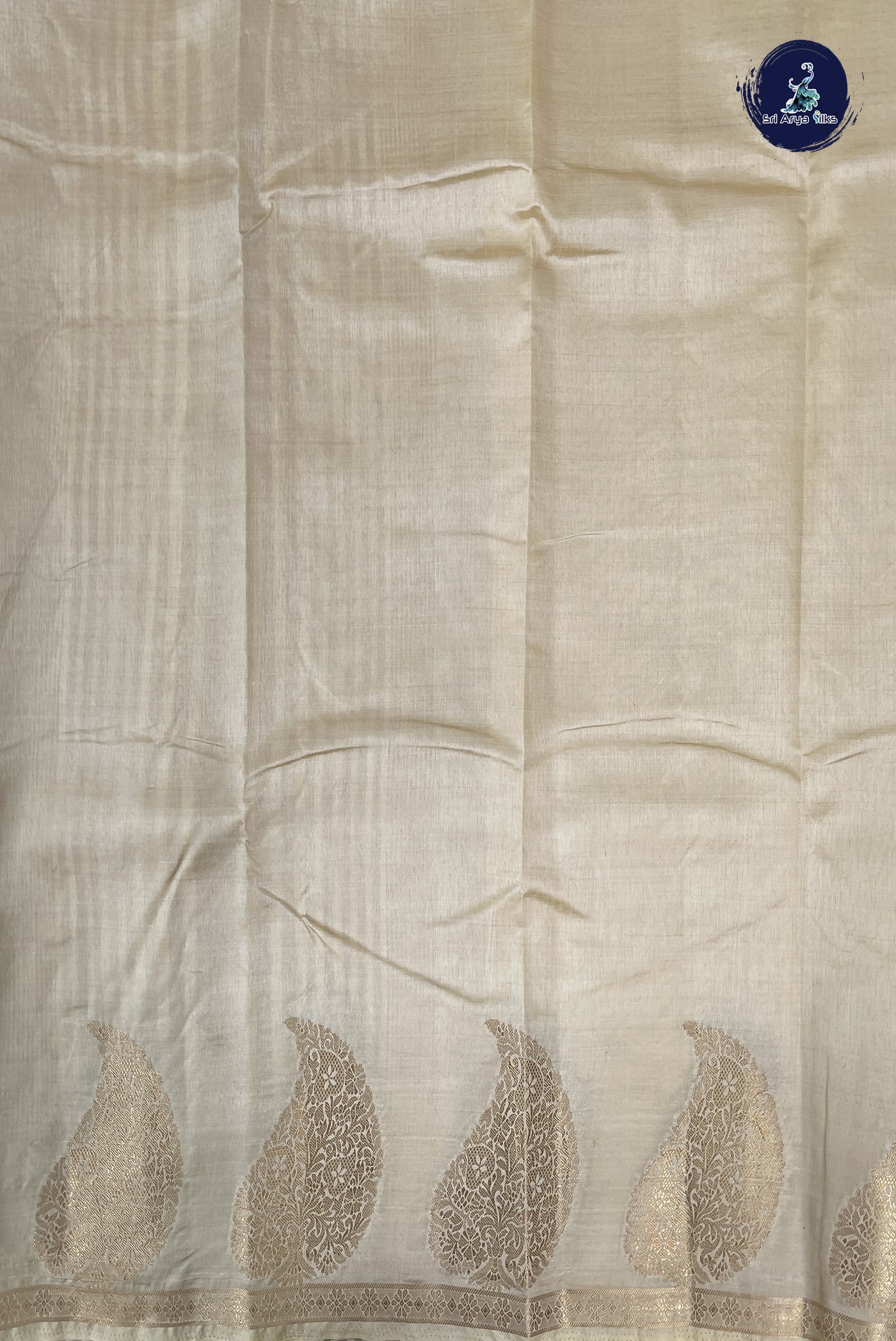 Fawn Semi Tussar Saree With Plain Pattern