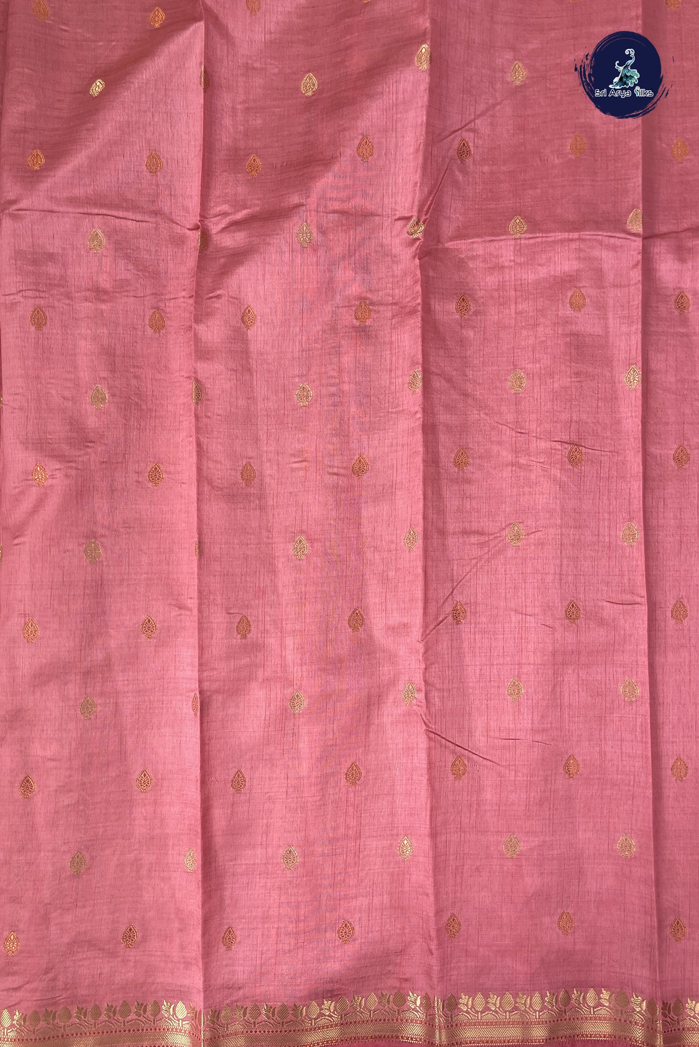 Pink Semi Tussar Saree With Zari Buttas Pattern
