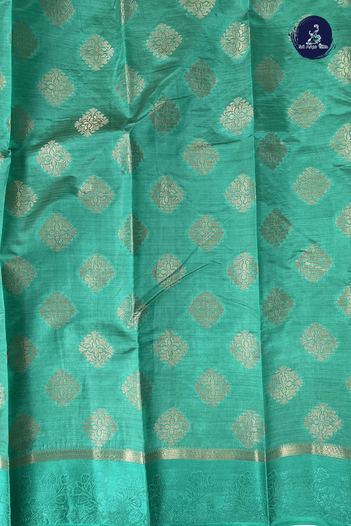 Green Semi Tussar Saree With Zari Buttas Pattern