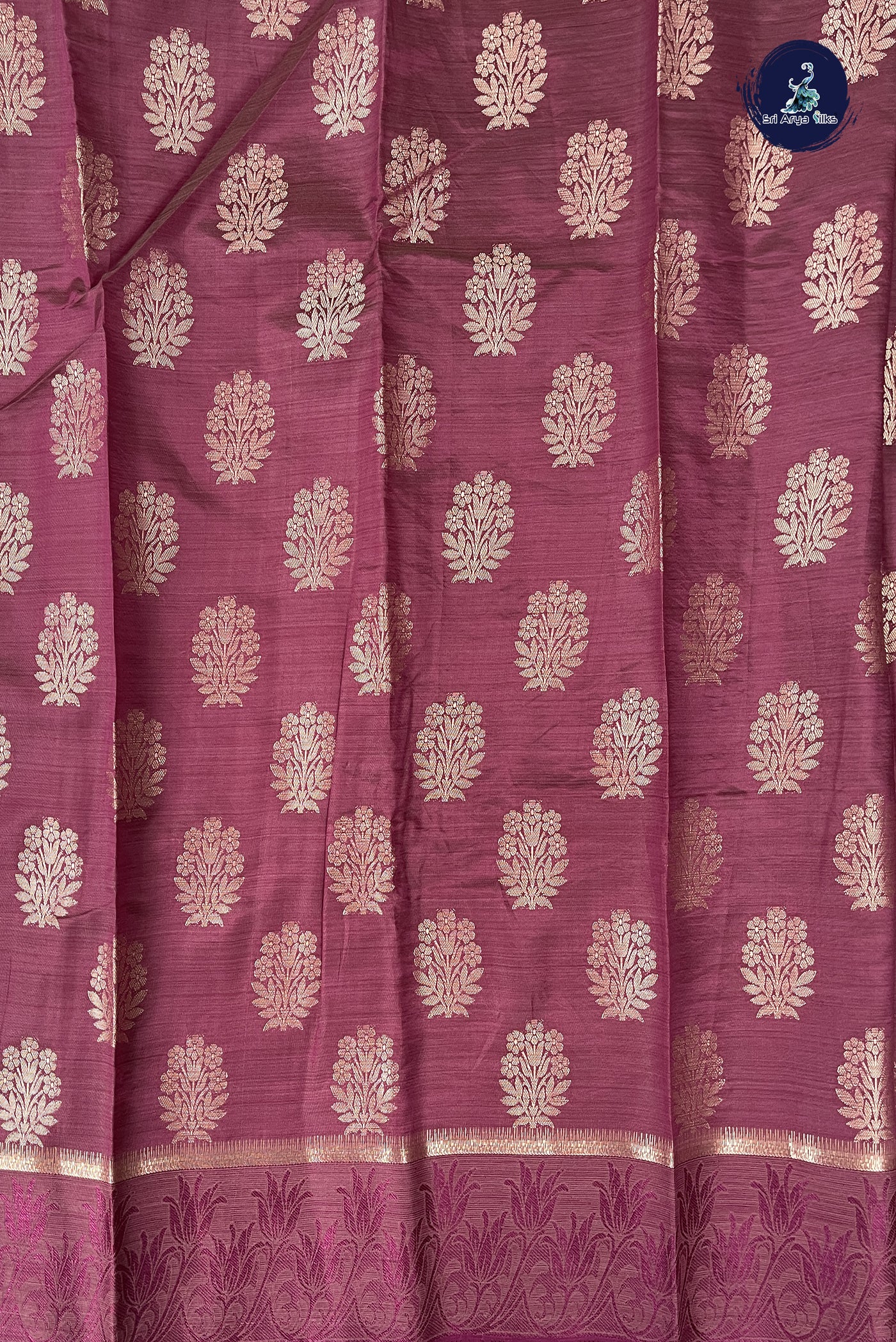 Burgundy Semi Tussar Saree With Zari Buttas Pattern