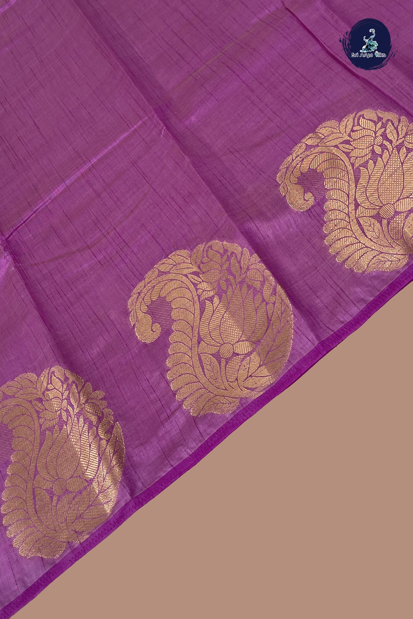 Lavender Semi Tussar Saree With Plain Pattern
