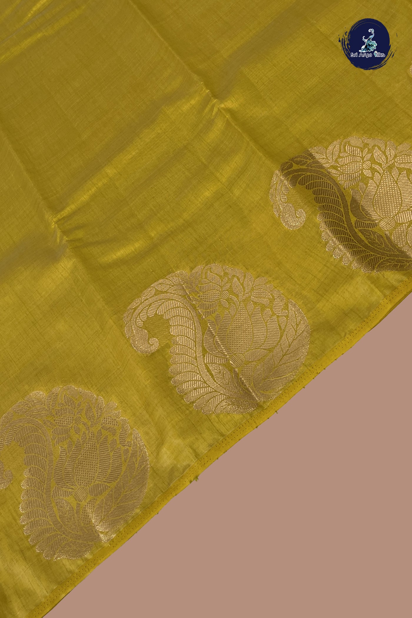 Yellow Semi Tussar Saree With Plain Pattern