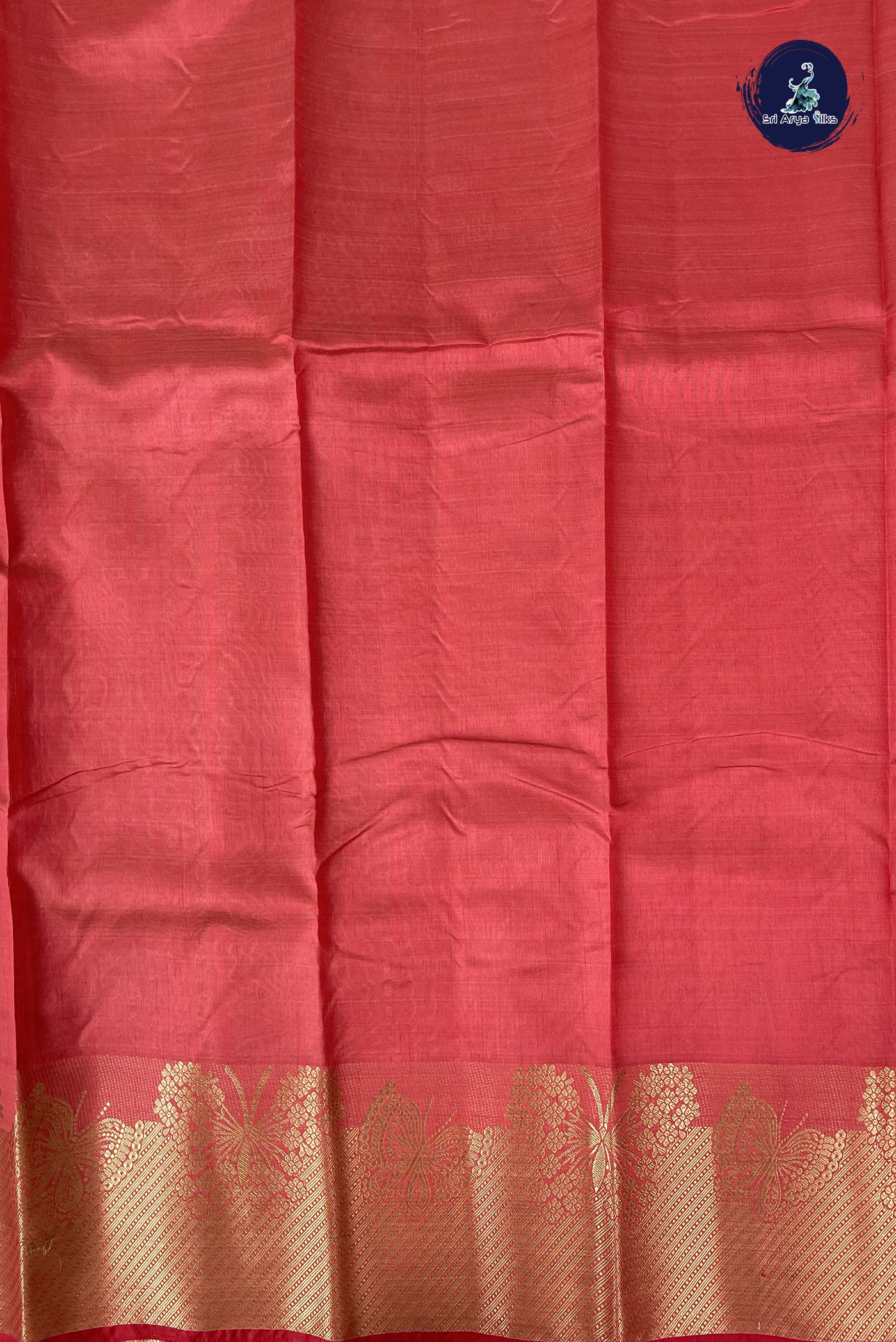 Red Semi Tussar Saree With Plain Pattern