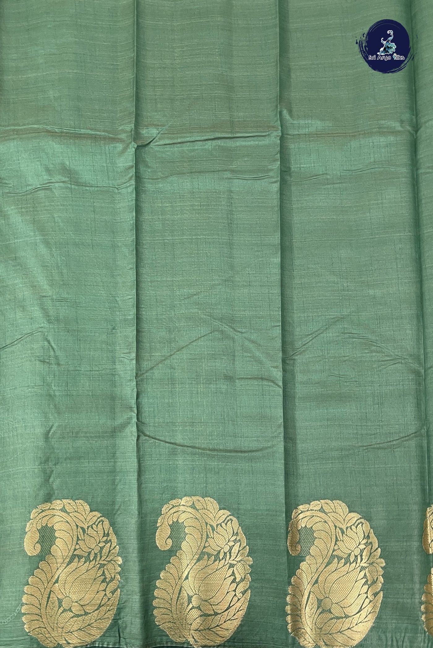 Dark Green Semi Tussar Saree With Plain Pattern