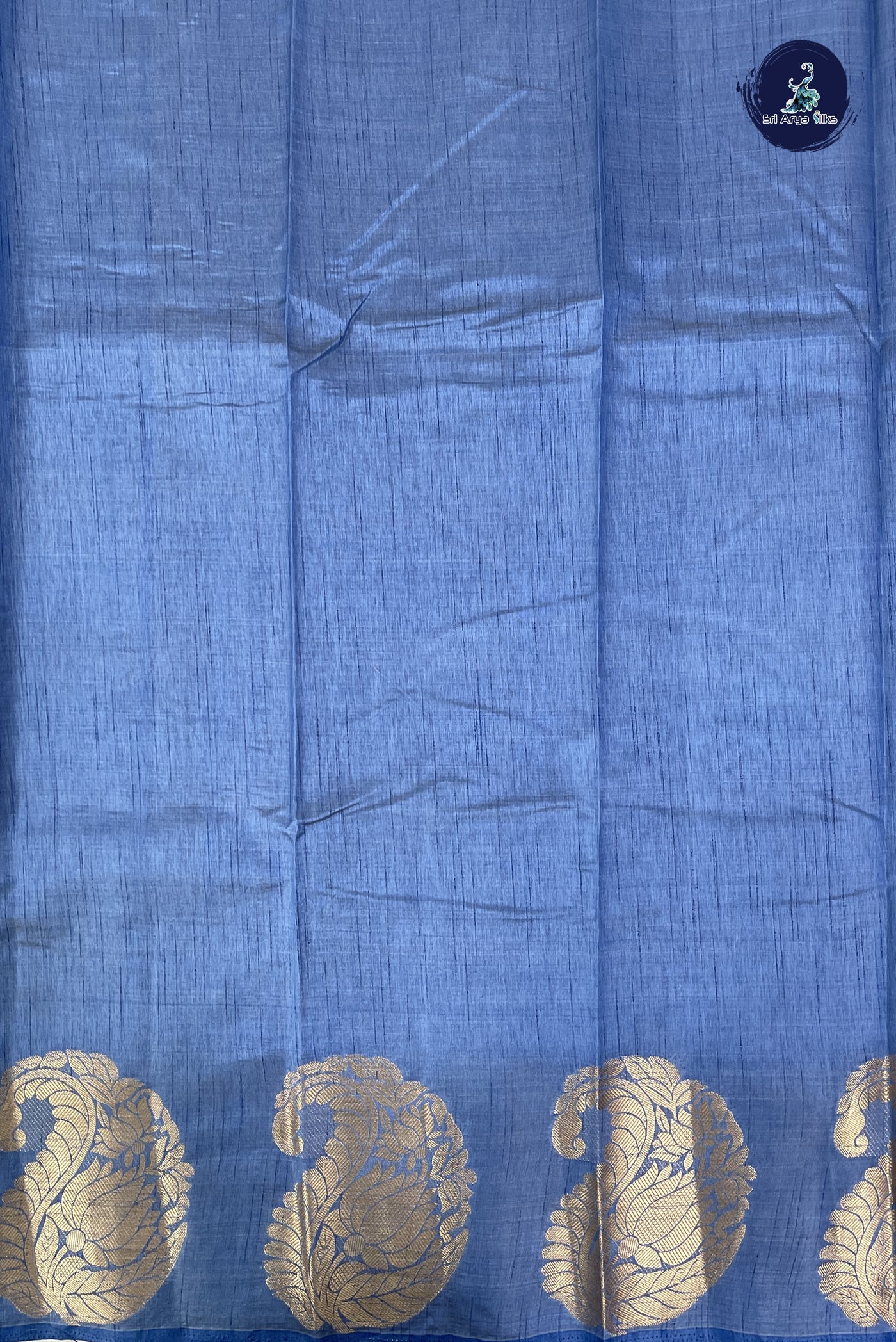 Blue Semi Tussar Saree With Plain Pattern