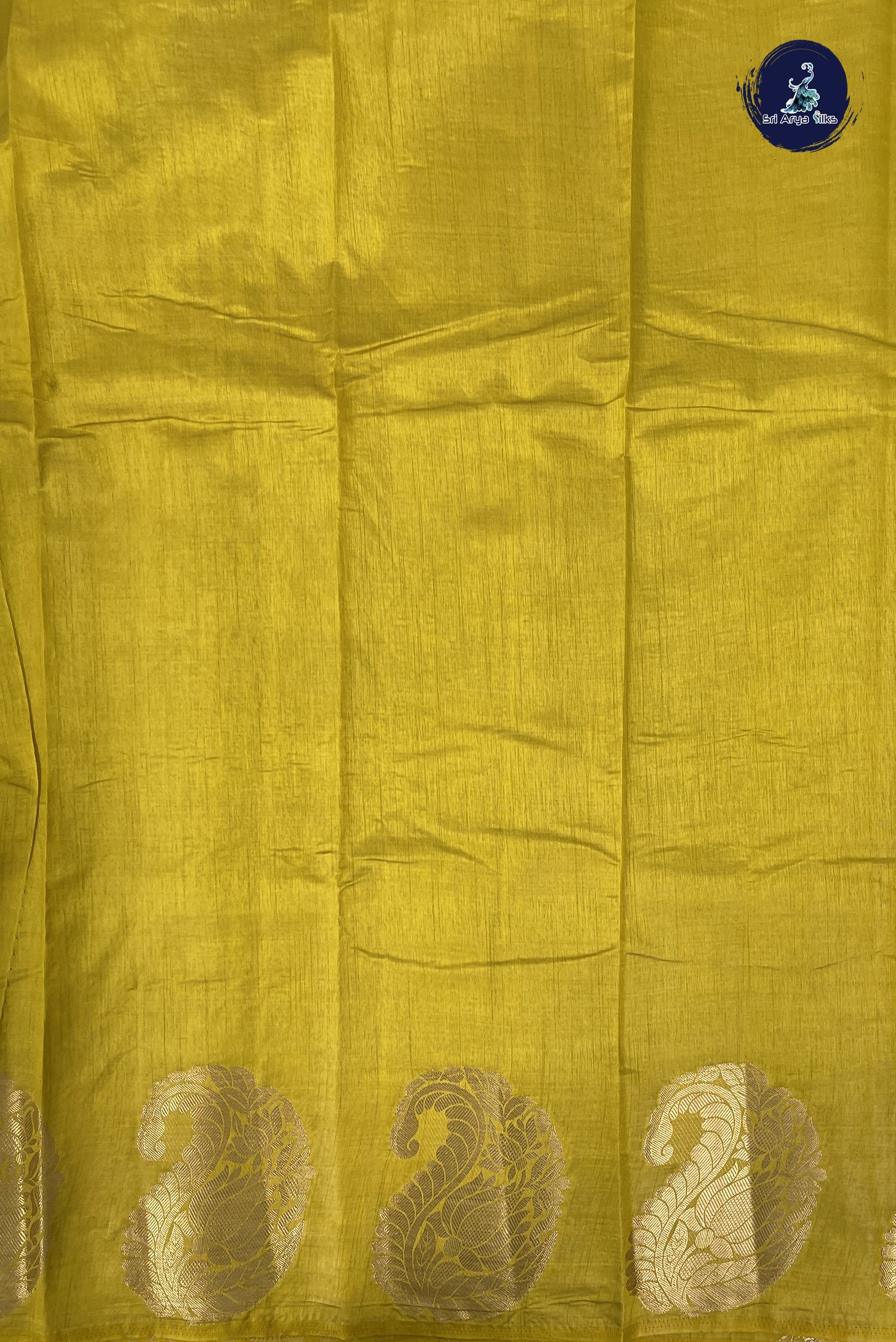 Yellow Semi Tussar Saree With Plain Pattern