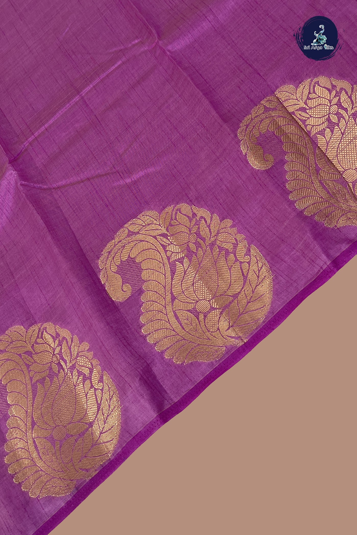 Purple Semi Tussar Saree With Plain Pattern