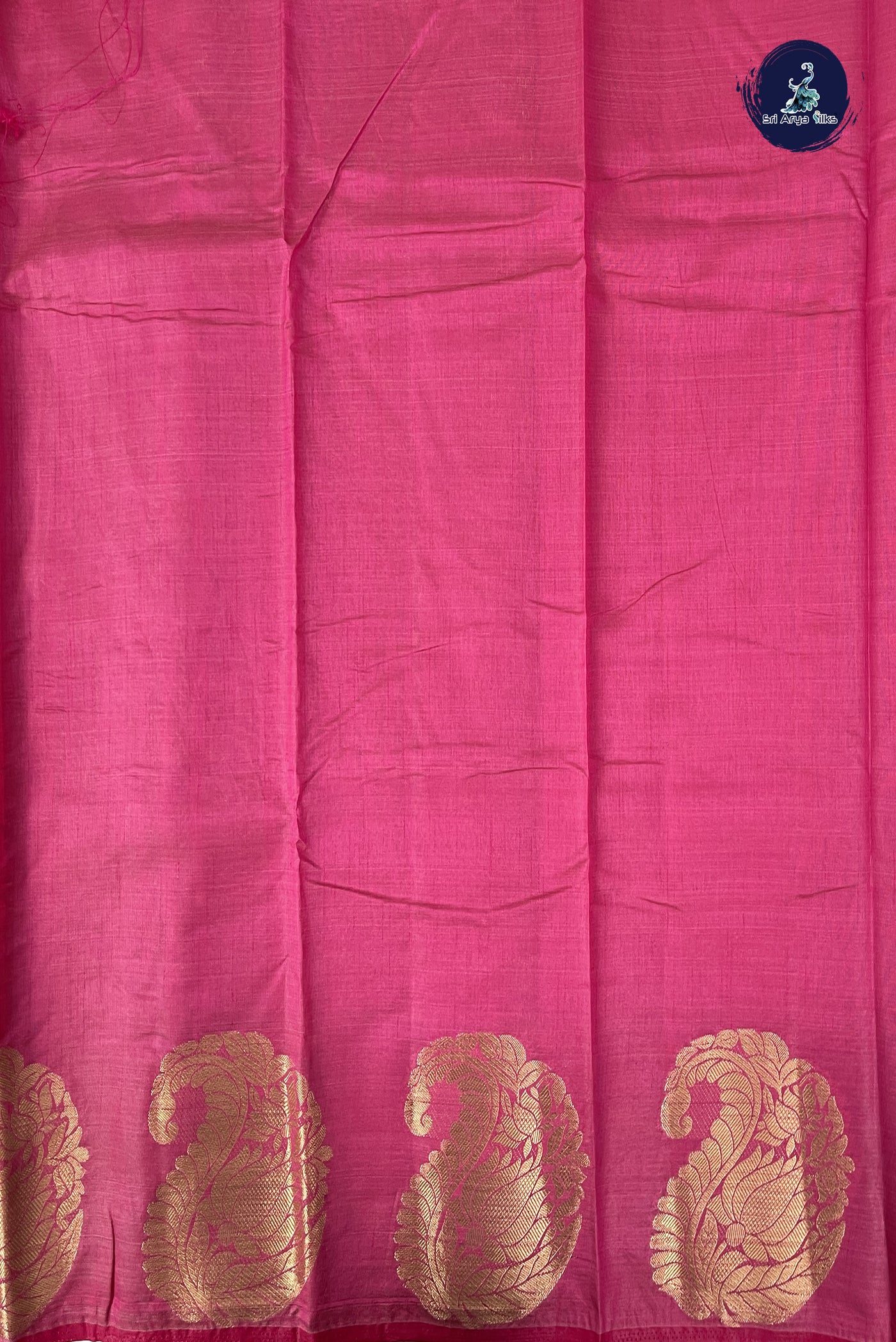 Rani Pink Semi Tussar Saree With Plain Pattern
