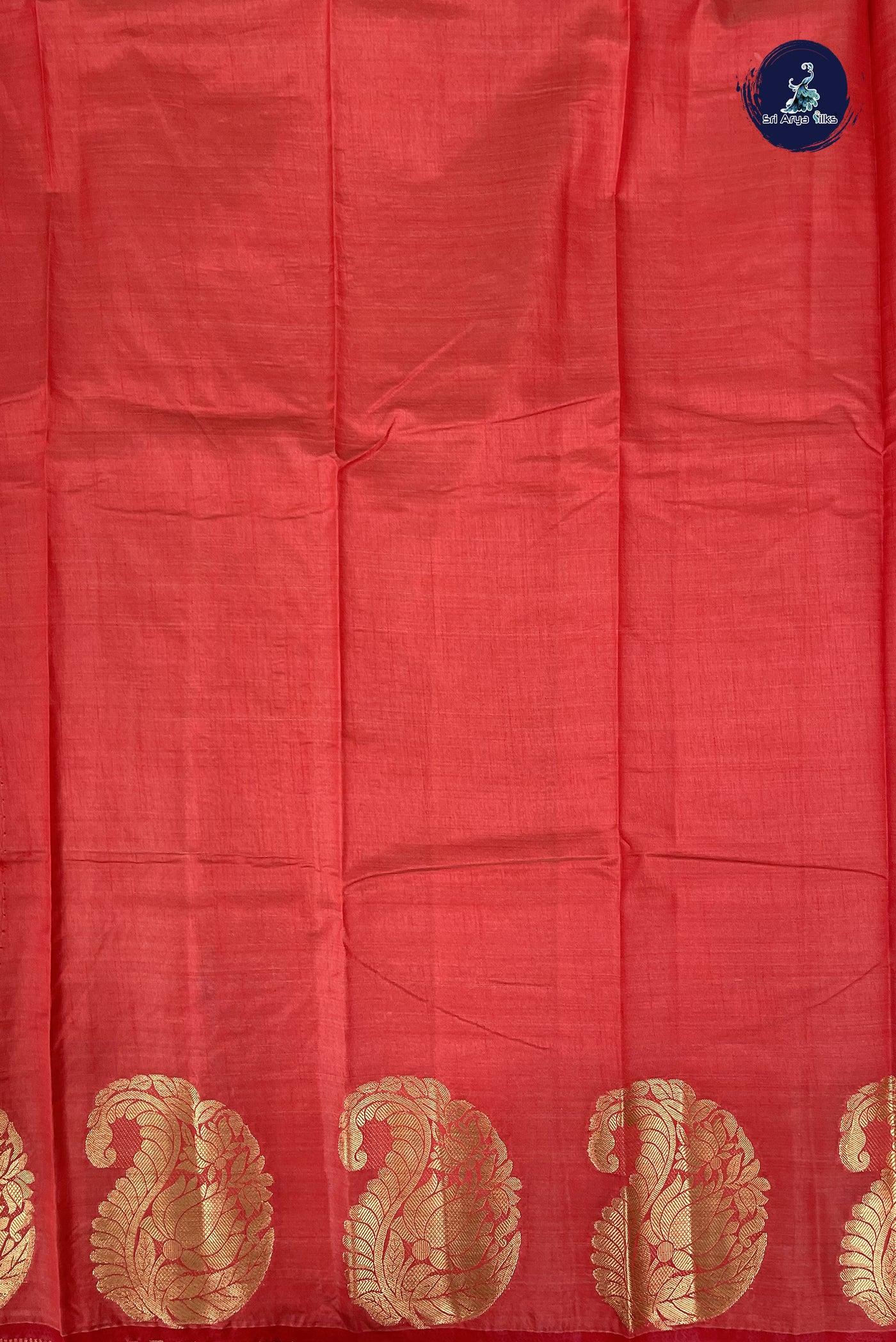 Red Semi Tussar Saree With Plain Pattern