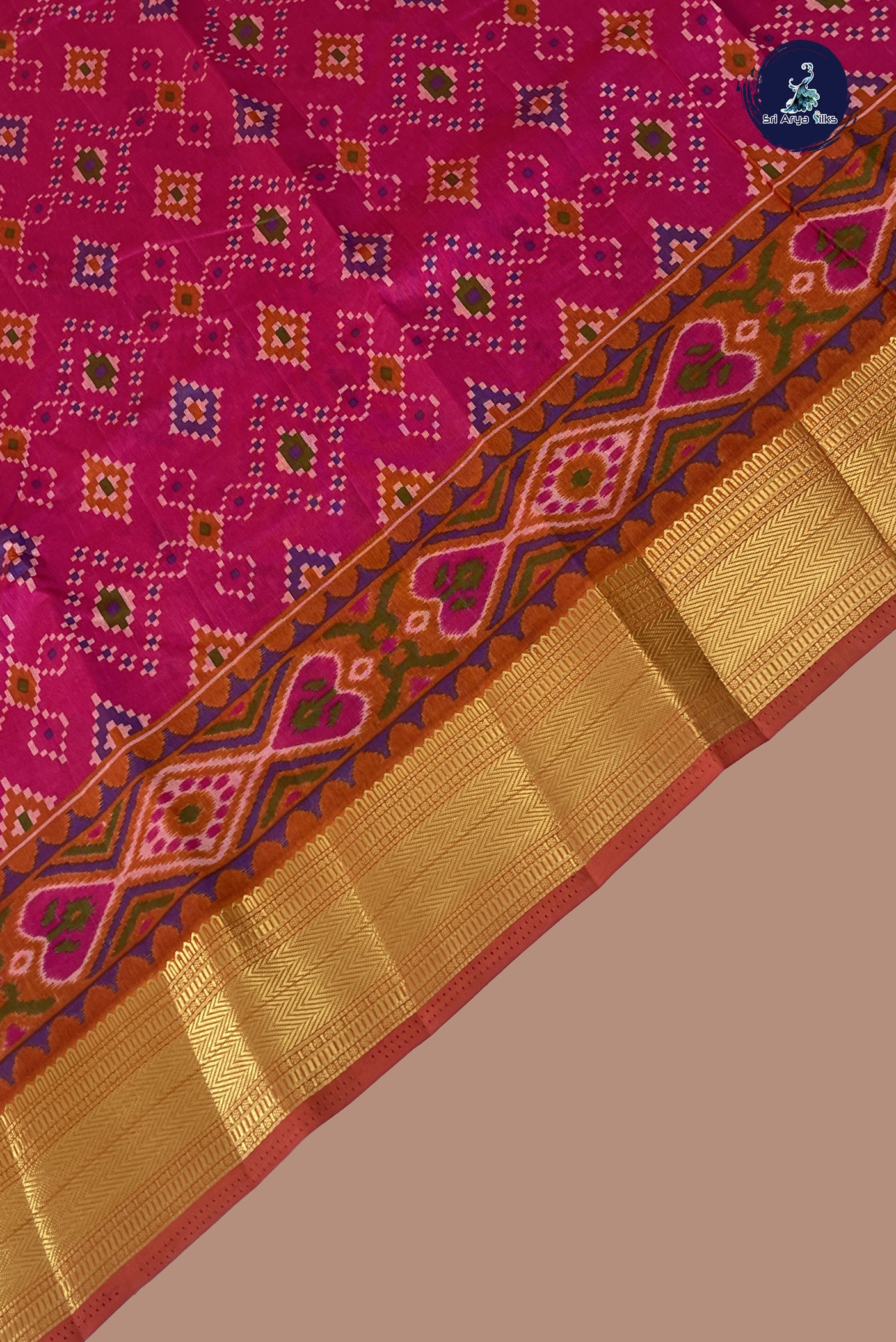 Pink Semi Pattola Saree With Patola Pattern