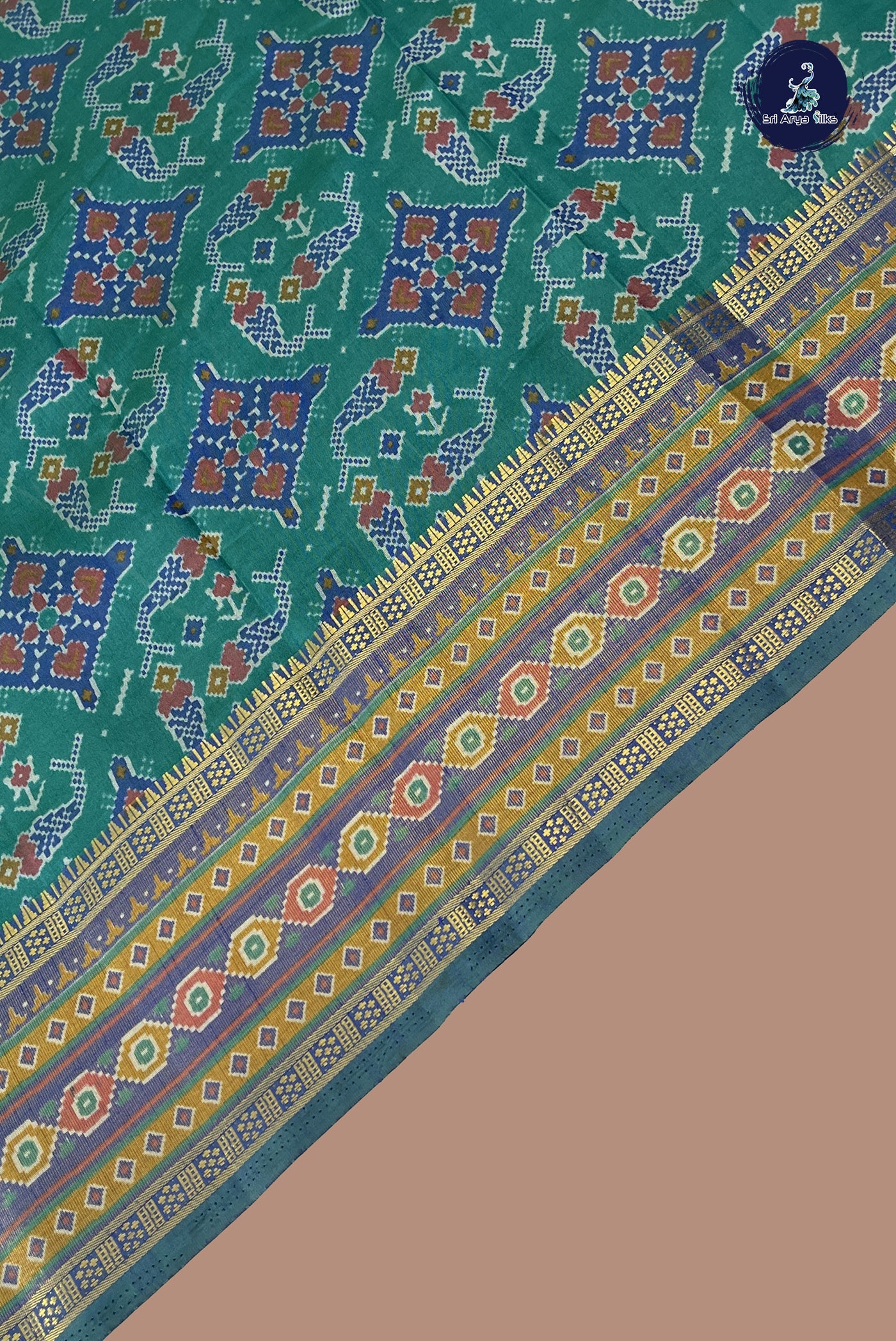 Green Semi Pattola Saree With Patola Pattern