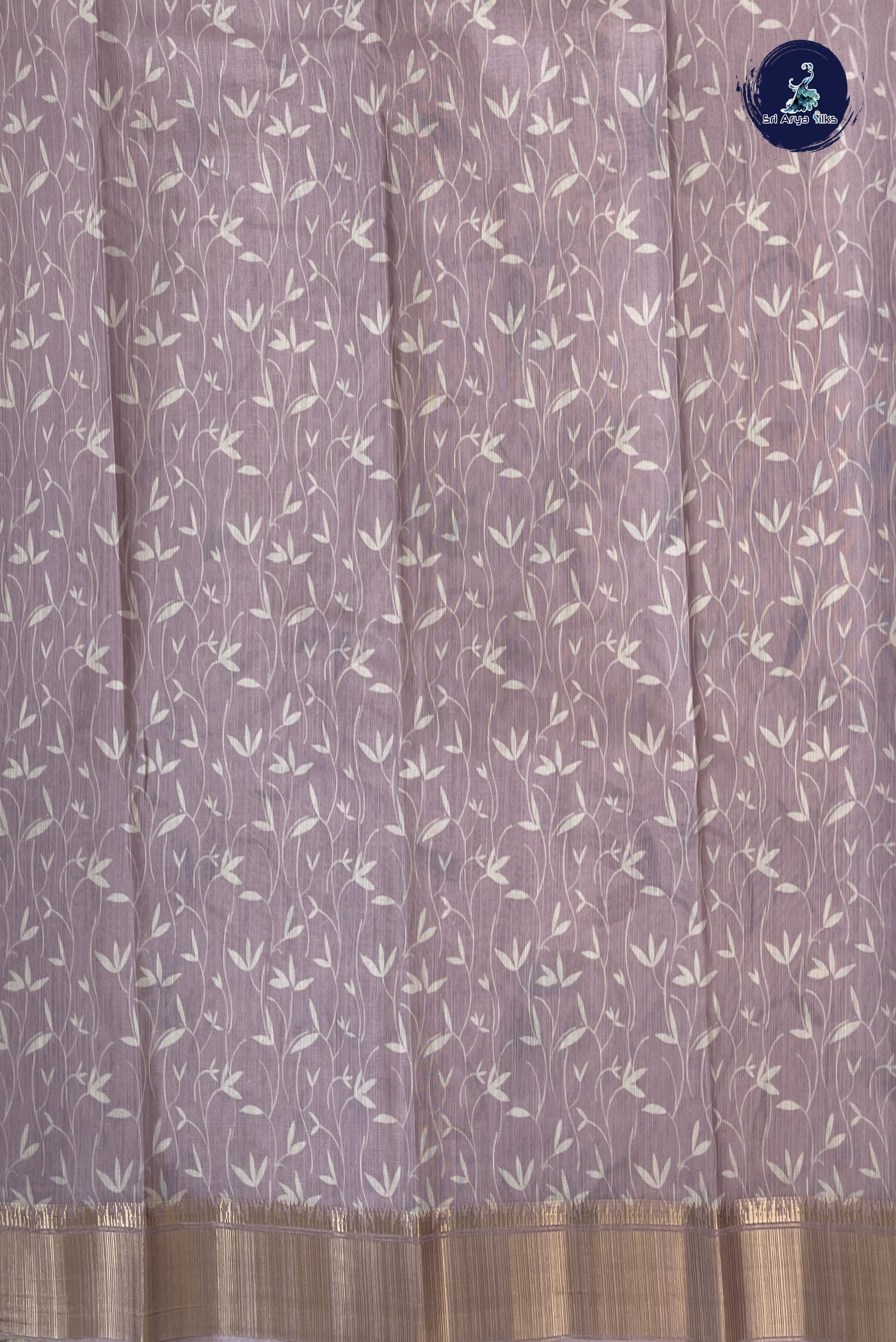 Beige Pink Linen Saree With Printed Pattern