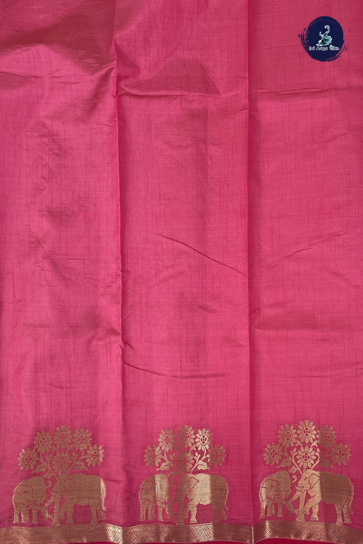 Pink Semi Tussar Saree With Plain Pattern