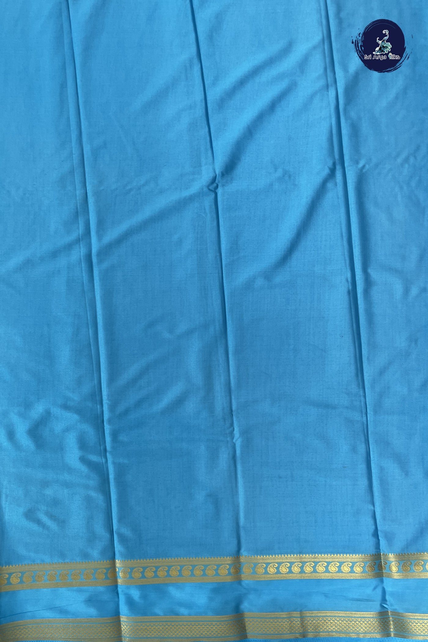 Dark Blue Semi Mysore Silk With Plain Pattern