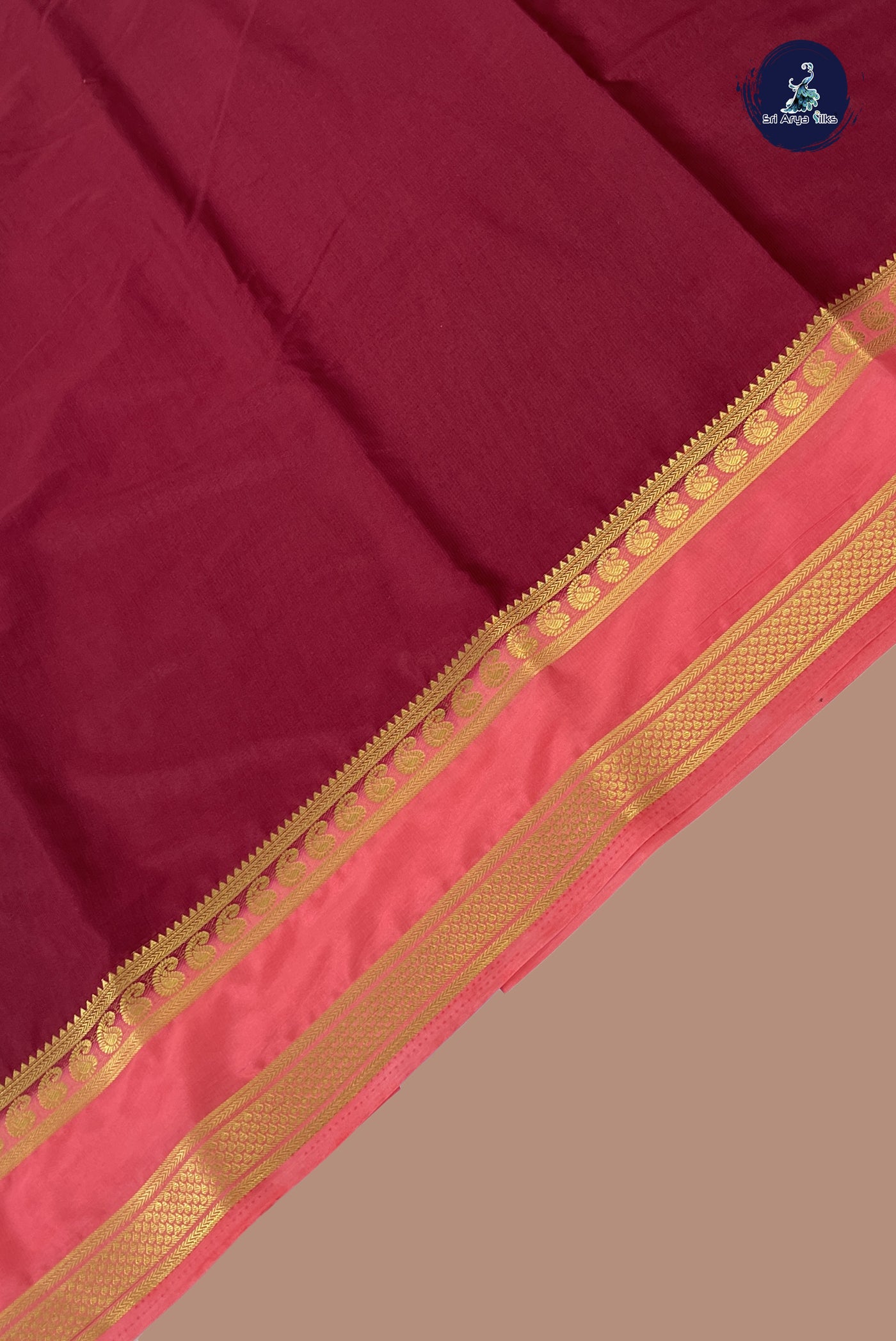 Maroon Semi Mysore Silk With Plain Pattern