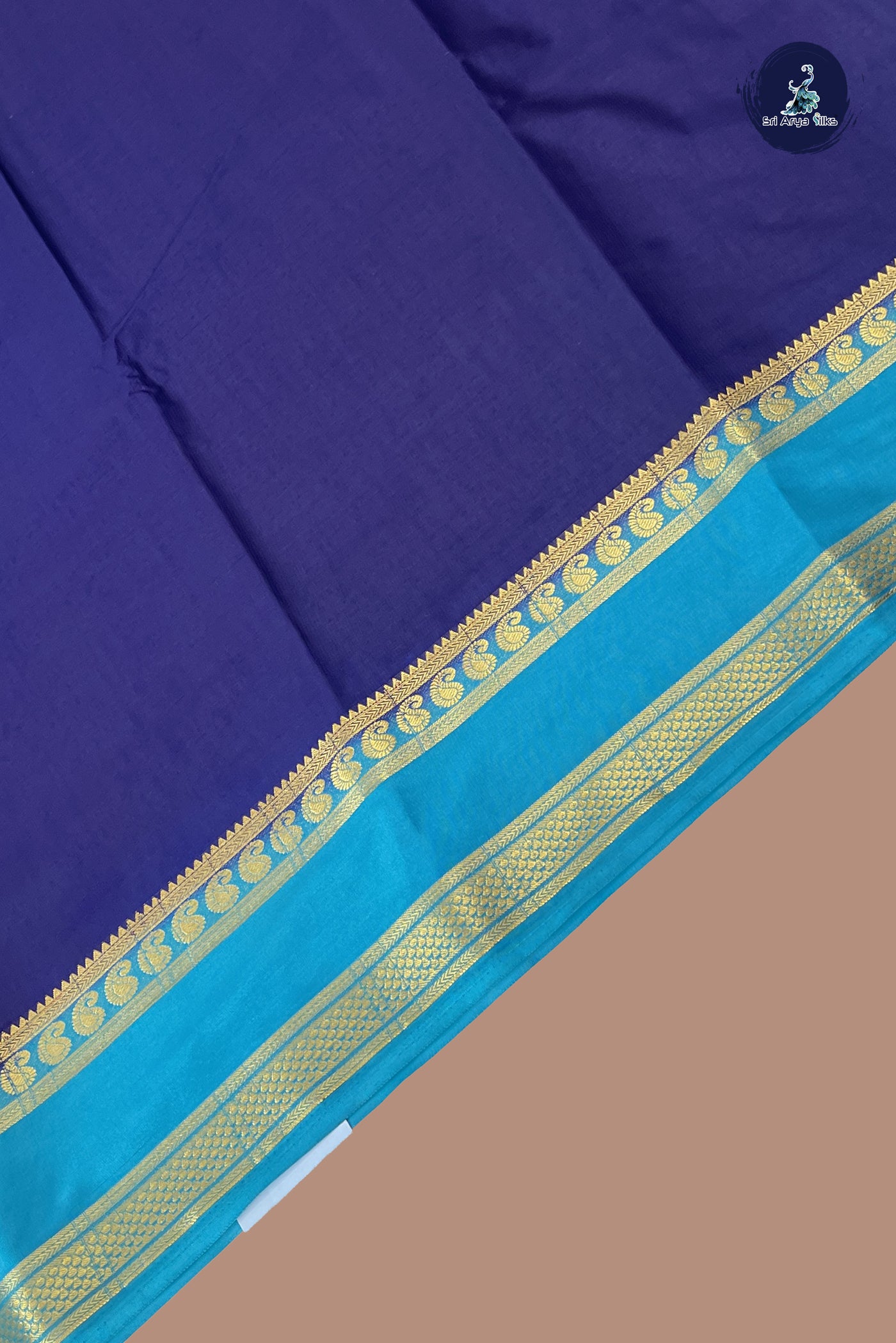 Navy Blue Semi Mysore Silk With Plain Pattern
