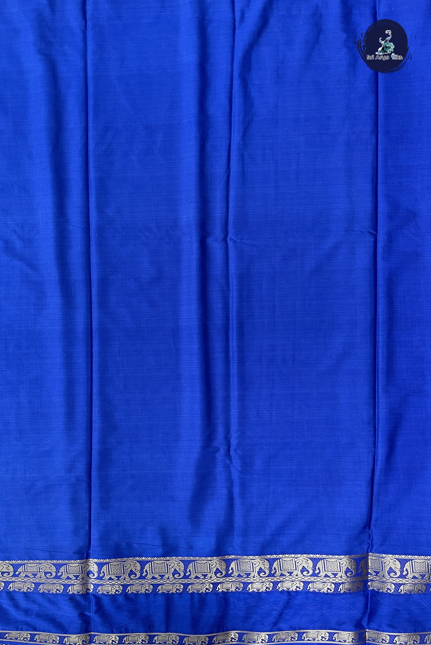 Teal Semi Mysore Silk With Plain Pattern