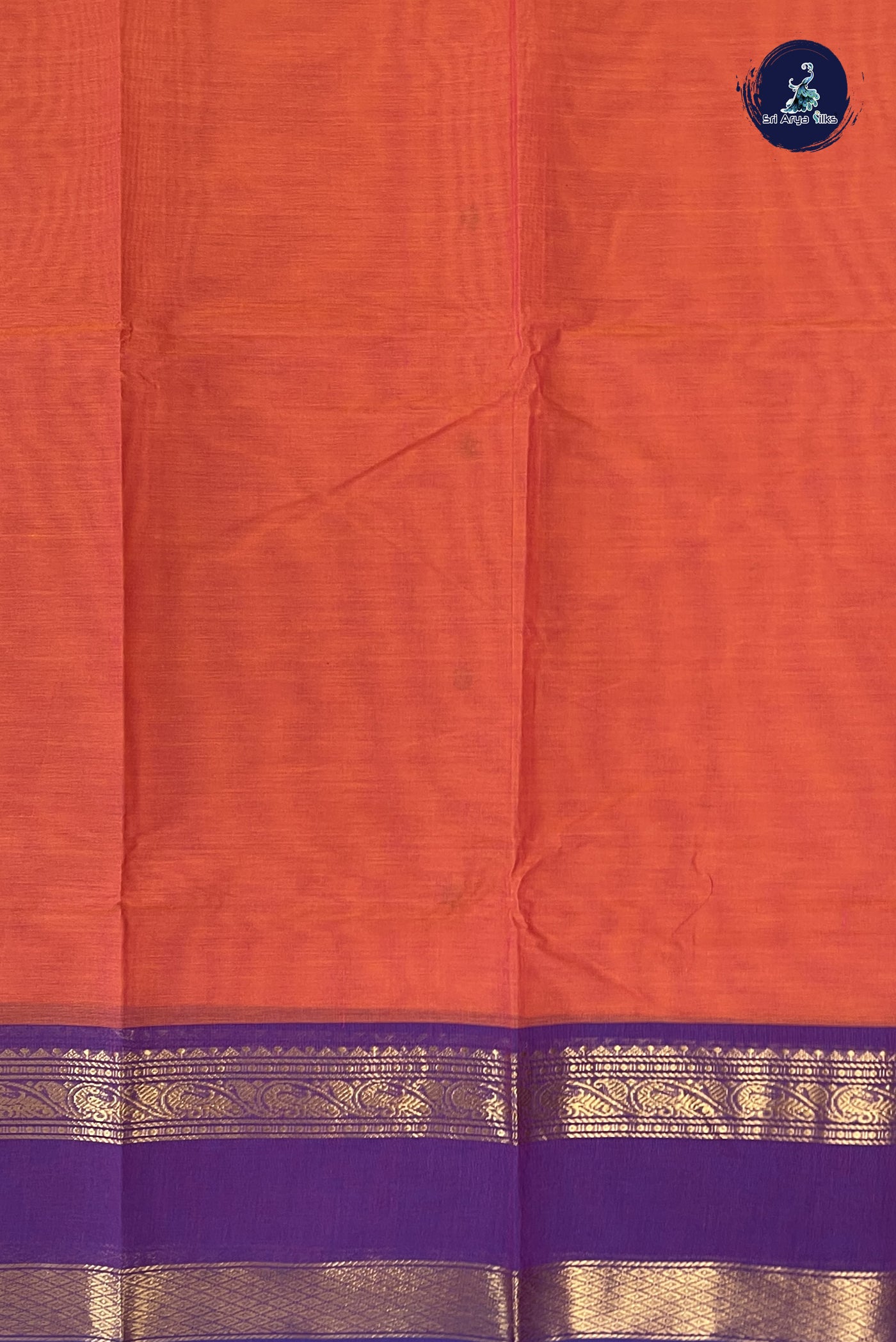 Pinkish Orange Chettinad Cotton Saree With Buttas Pattern