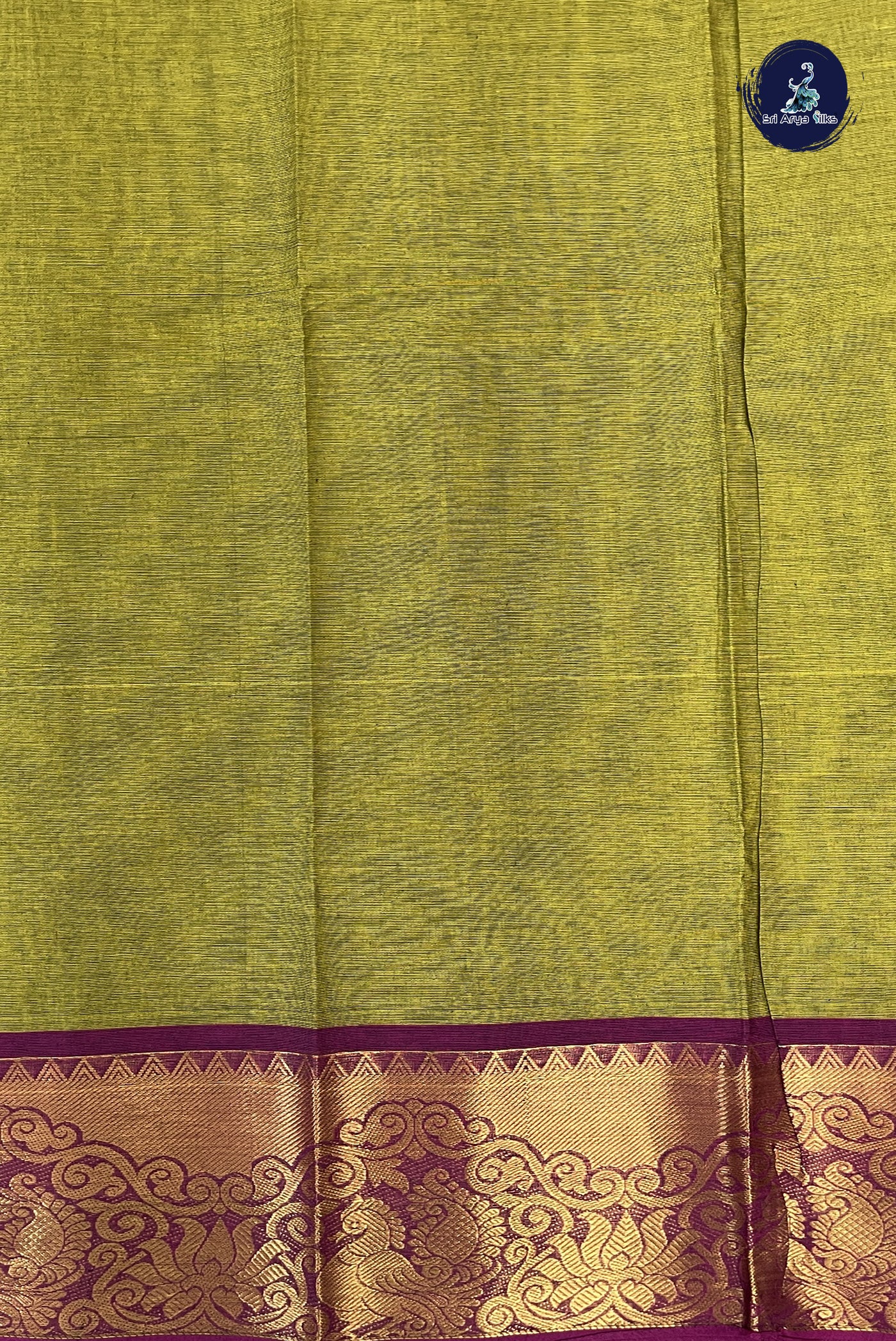 Yellowish Green Chettinad Cotton Saree With Buttas Pattern