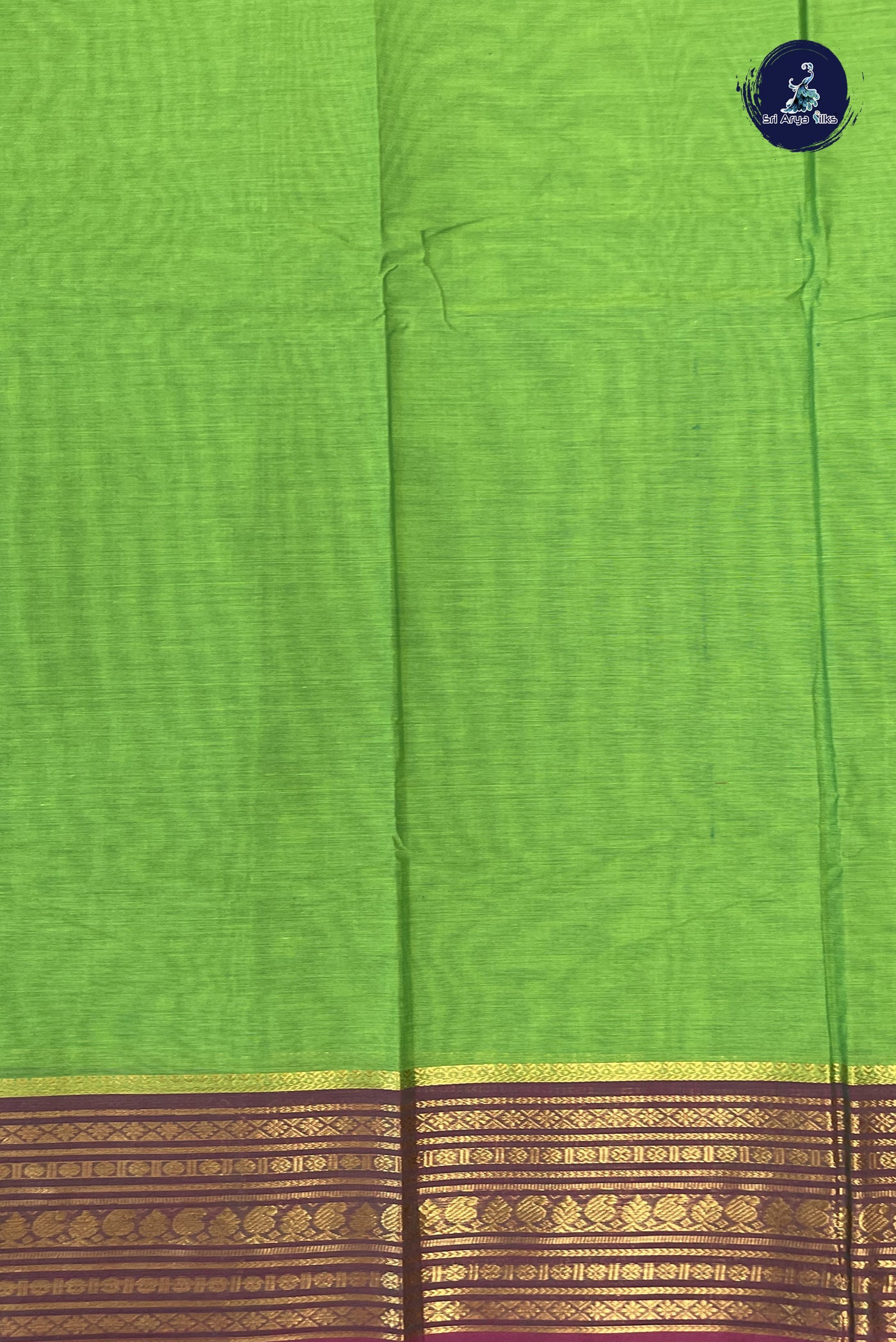 Parrot Green Chettinad Cotton Saree With Buttas Pattern