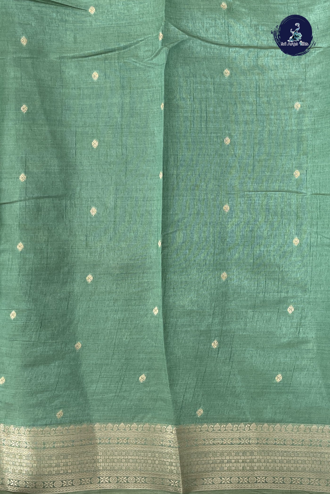 Pastel Green Semi Tussar Saree With Zari Buttas Pattern