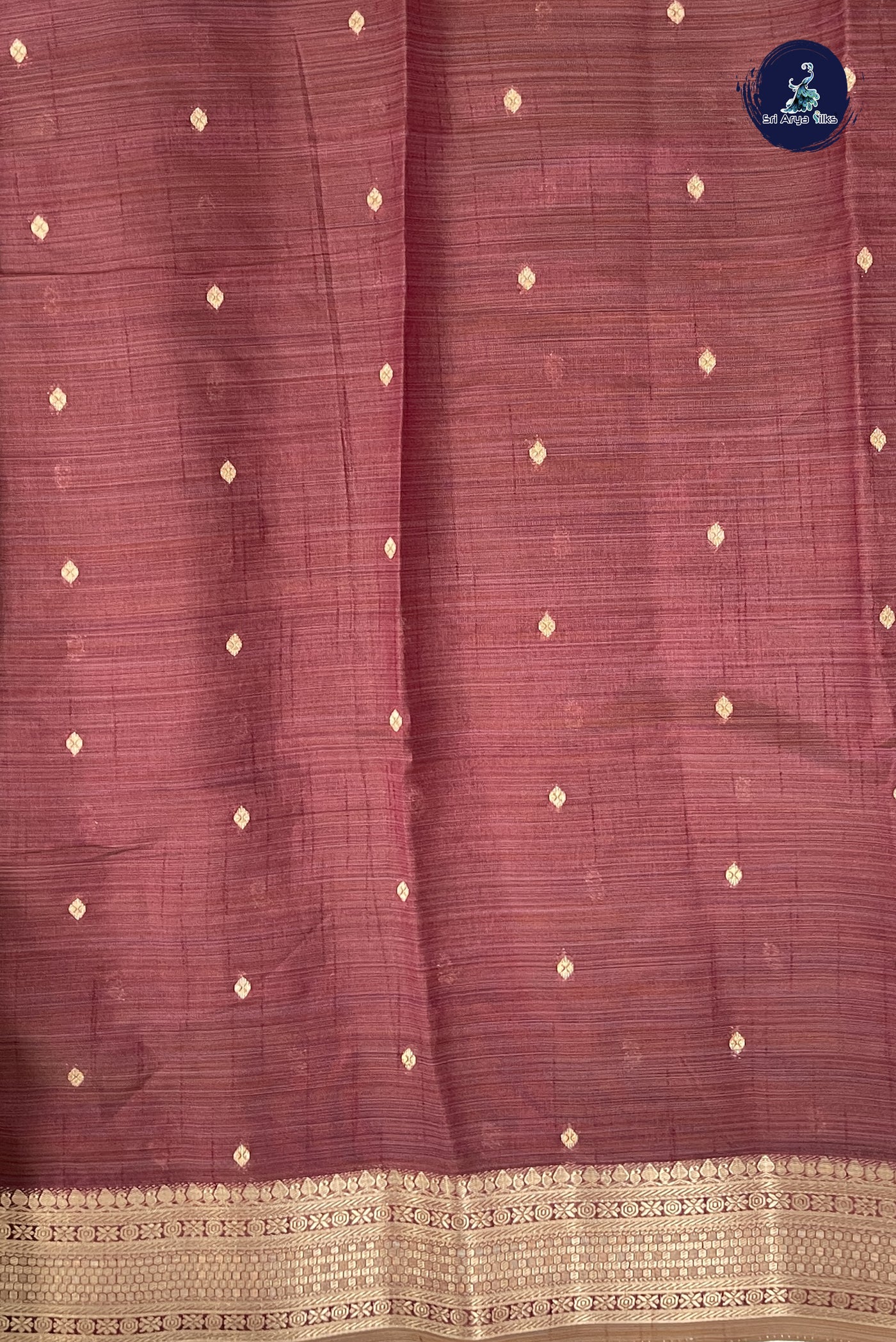 Burgundy Semi Tussar Saree With Zari Buttas Pattern