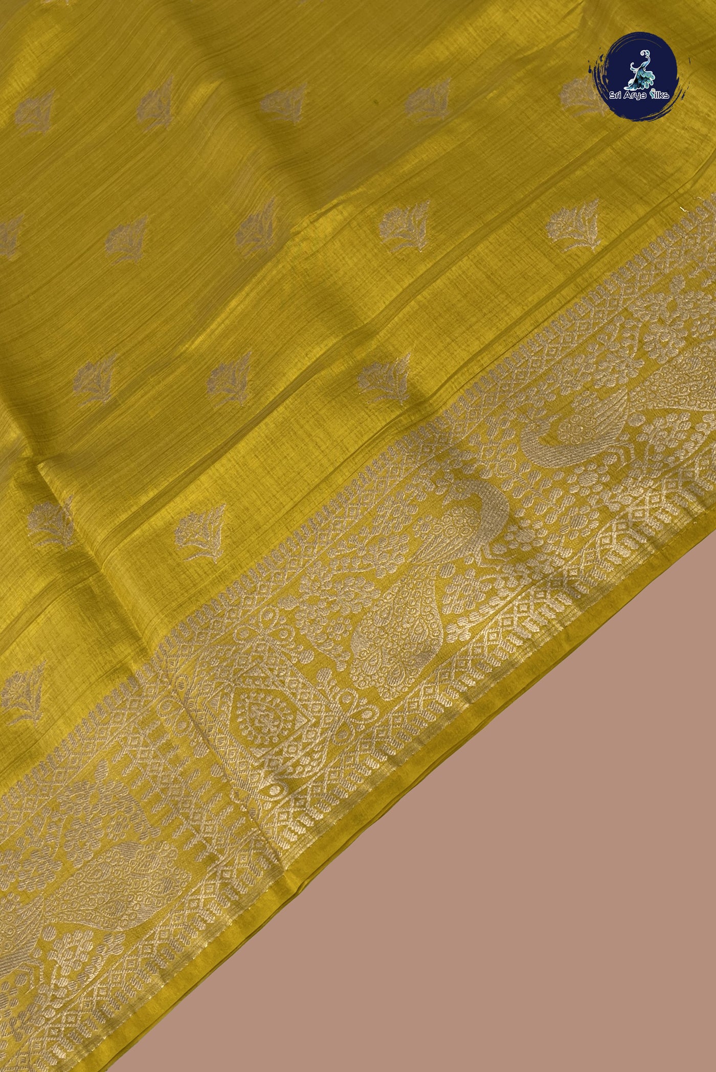 Yellow Semi Tussar Saree With Zari Buttas Pattern