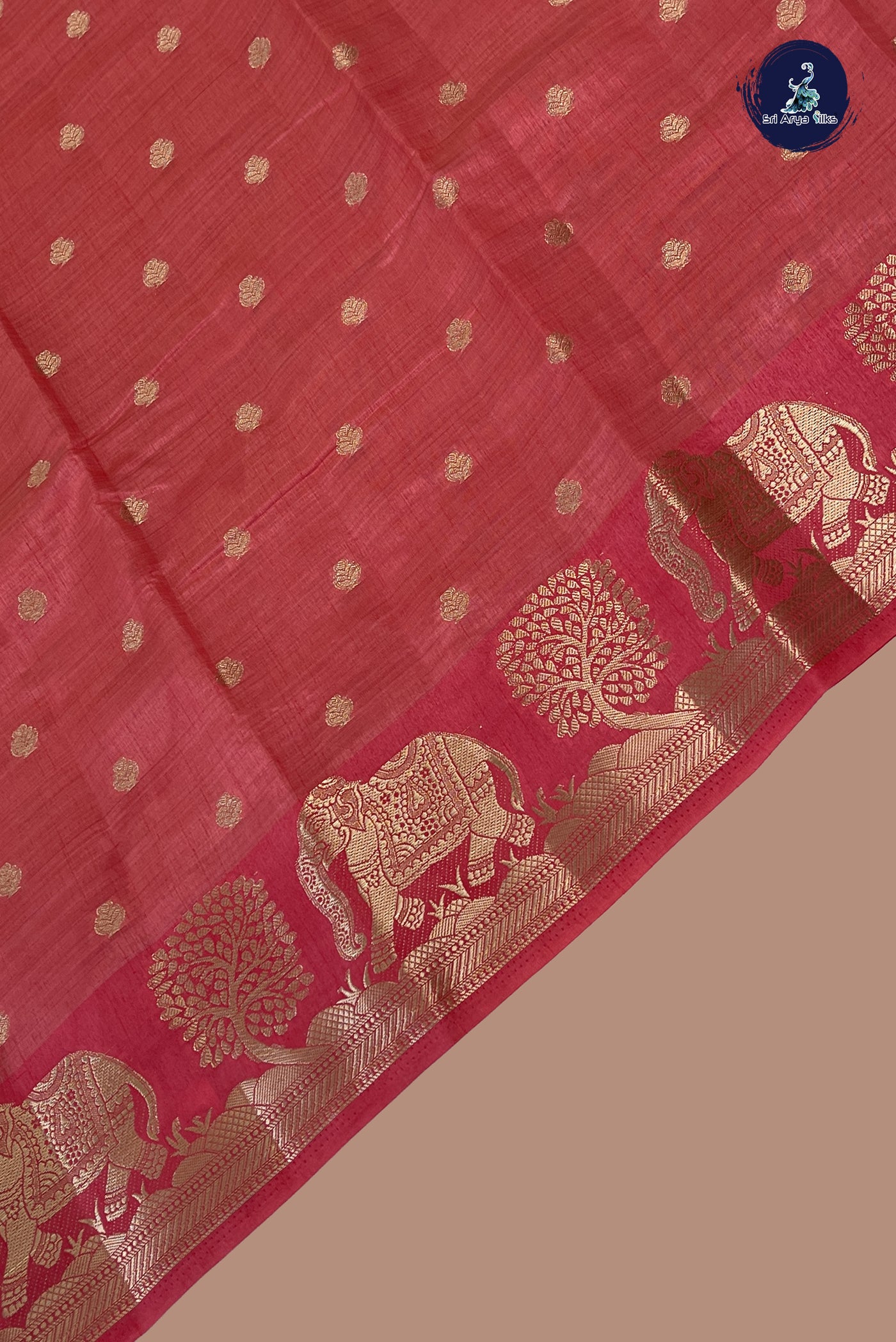 Pink Semi Tussar Saree With Zari Buttas Pattern
