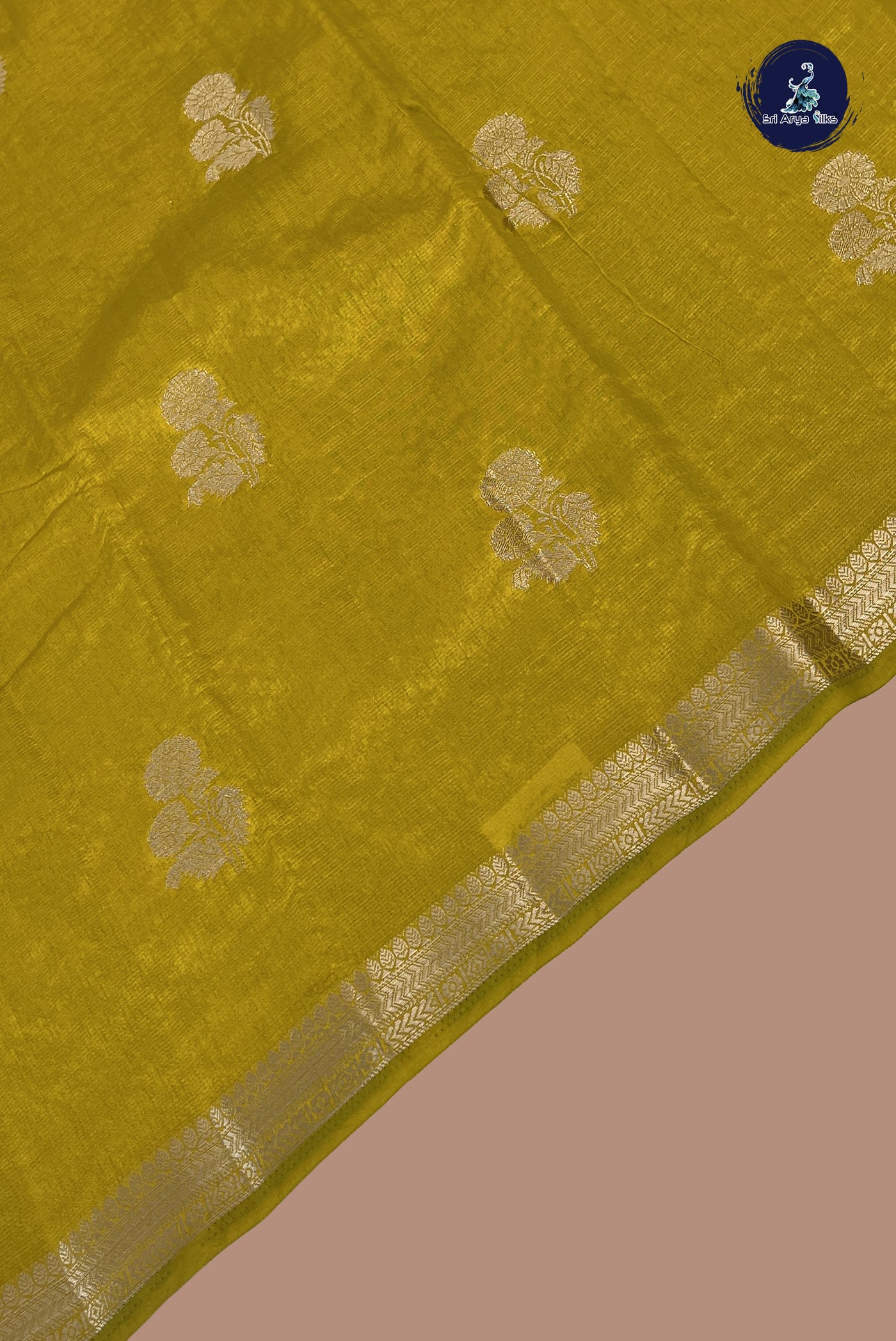Yellow Semi Tussar Saree With Zari Buttas Pattern
