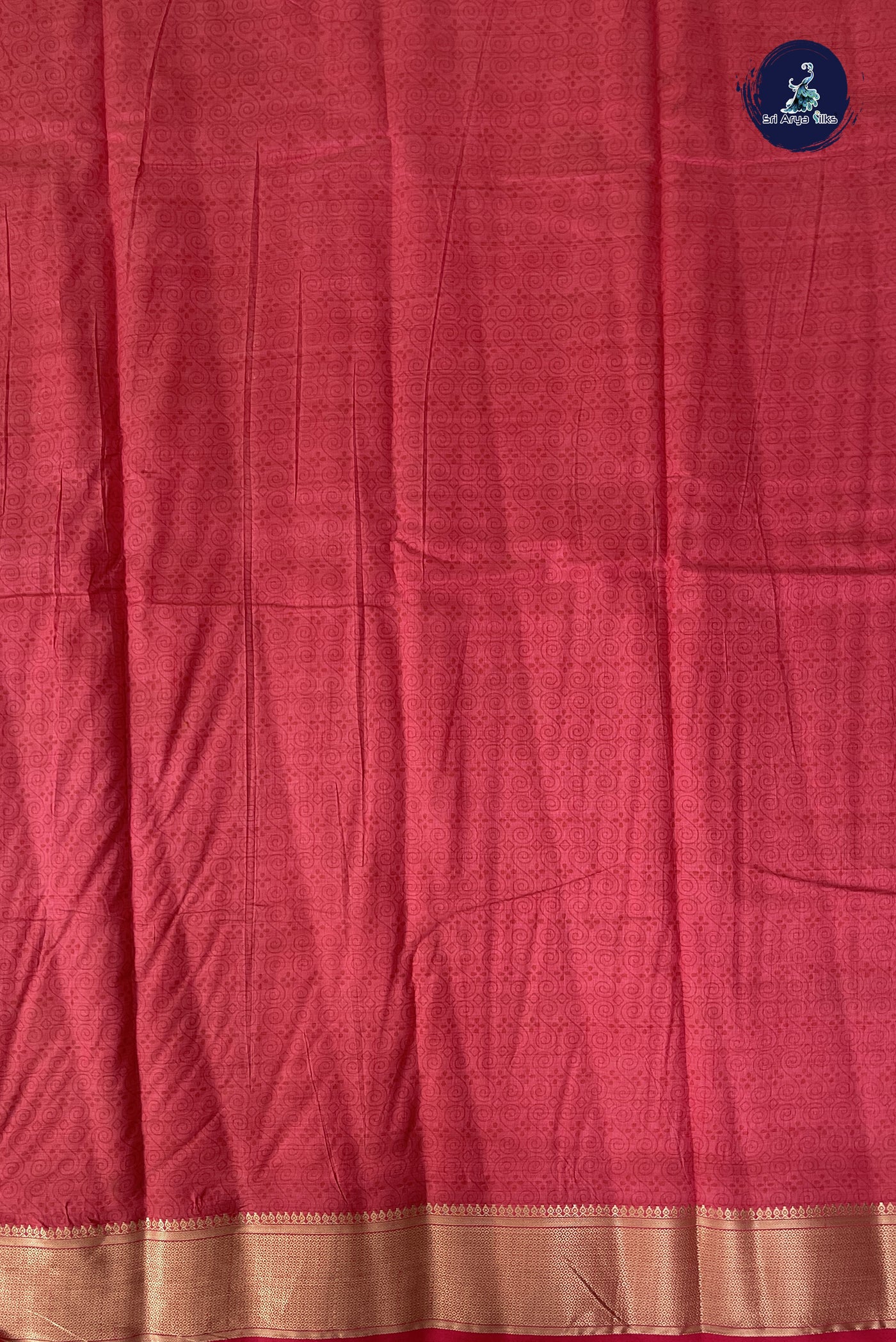 Candy Pink Semi Tussar Saree With Printed Pattern