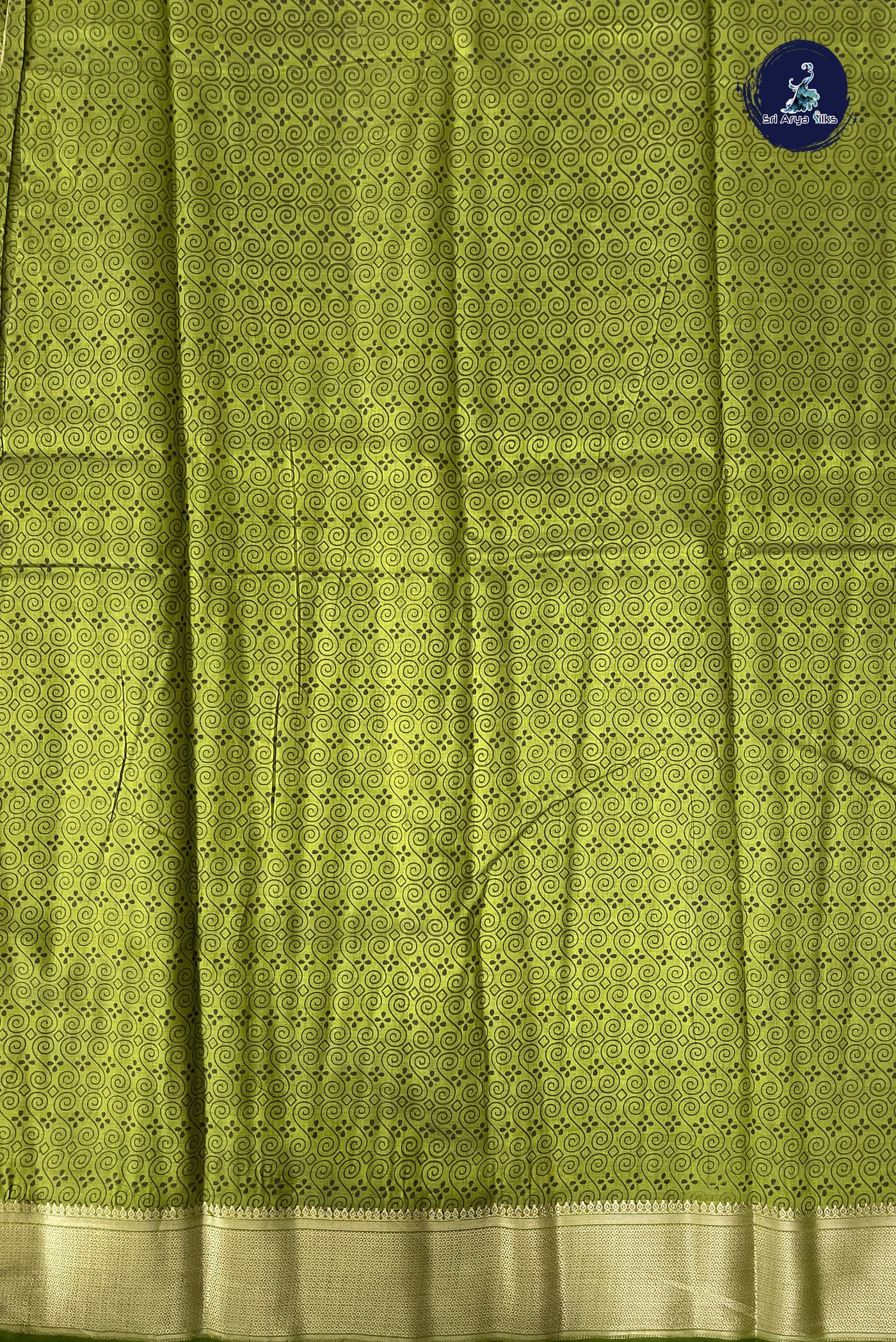 Light Green Semi Tussar Saree With Printed Pattern