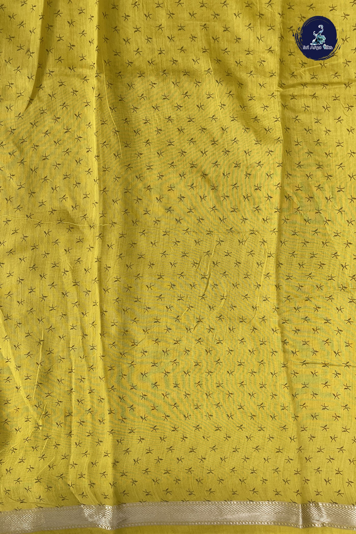 Yellow Semi Chanderi Saree With Printed Pattern