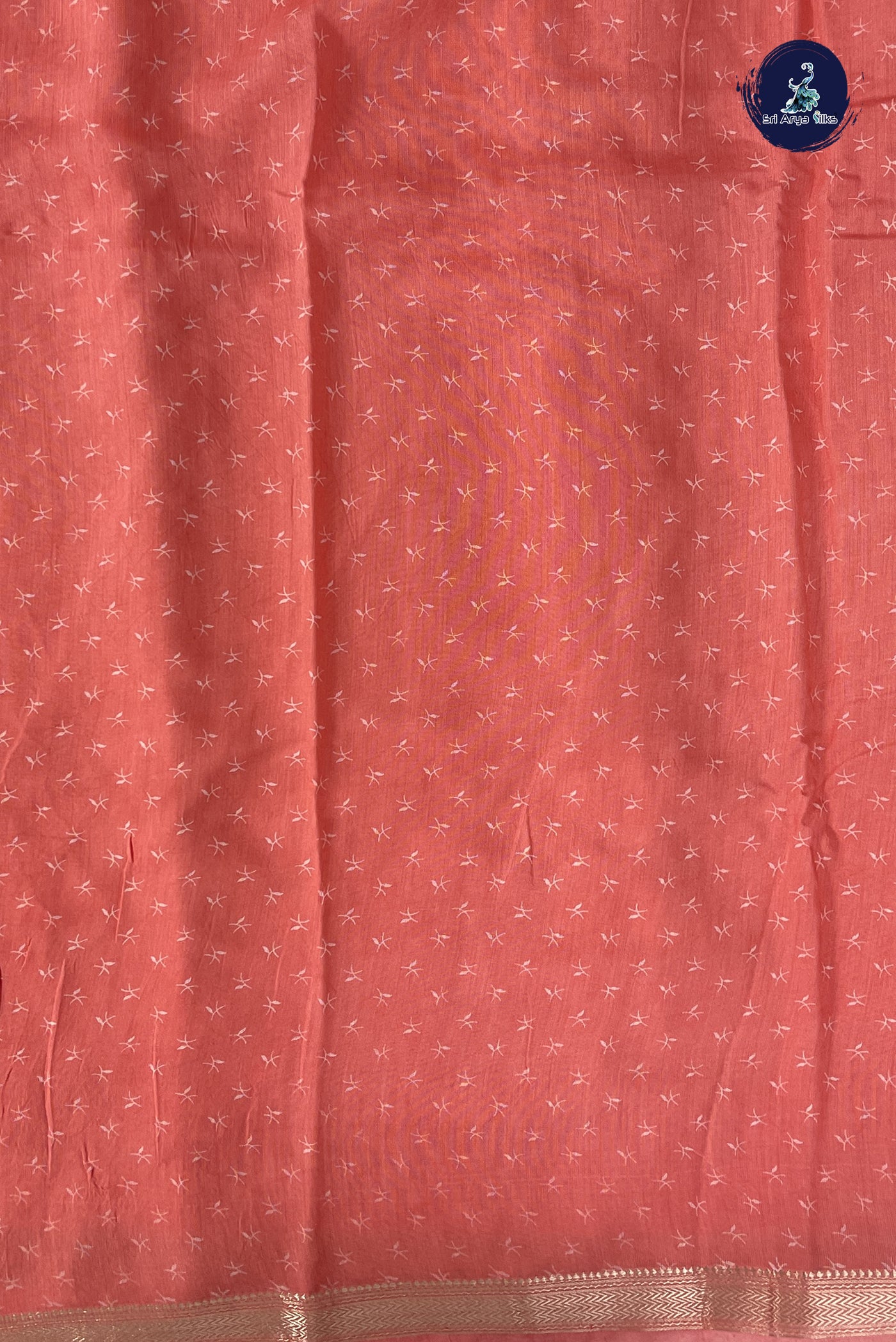 Light Pink Semi Chanderi Saree With Printed Pattern