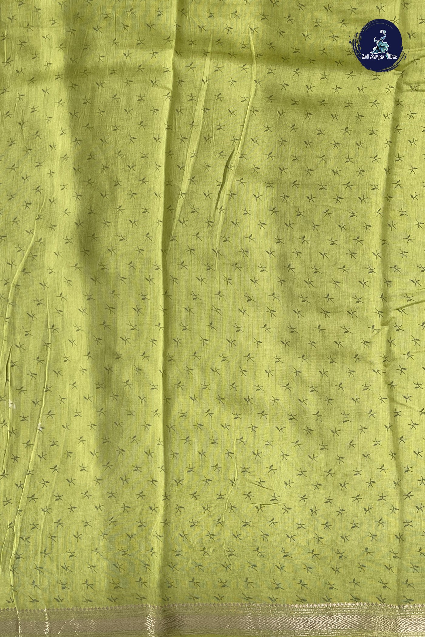 Pastel Green Semi Chanderi Saree With Printed Pattern