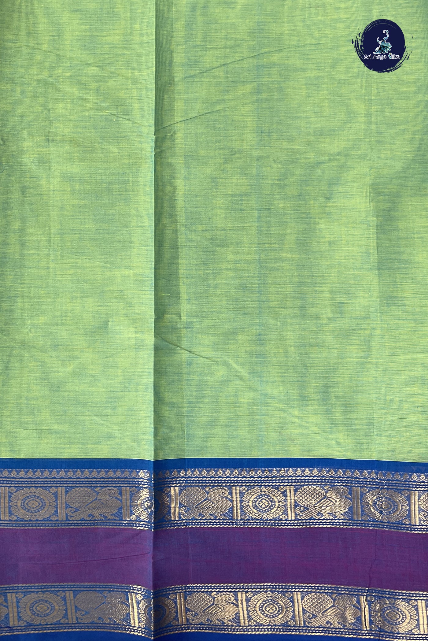 Bluish Green Chettinad Cotton Saree With Buttas Pattern