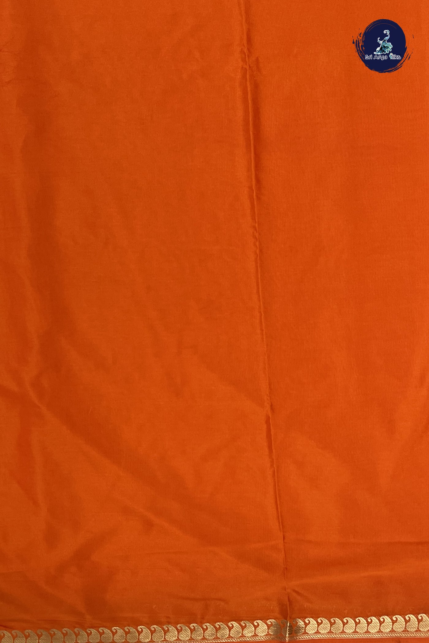 Orange Semi Mysore Silk With Plain Pattern