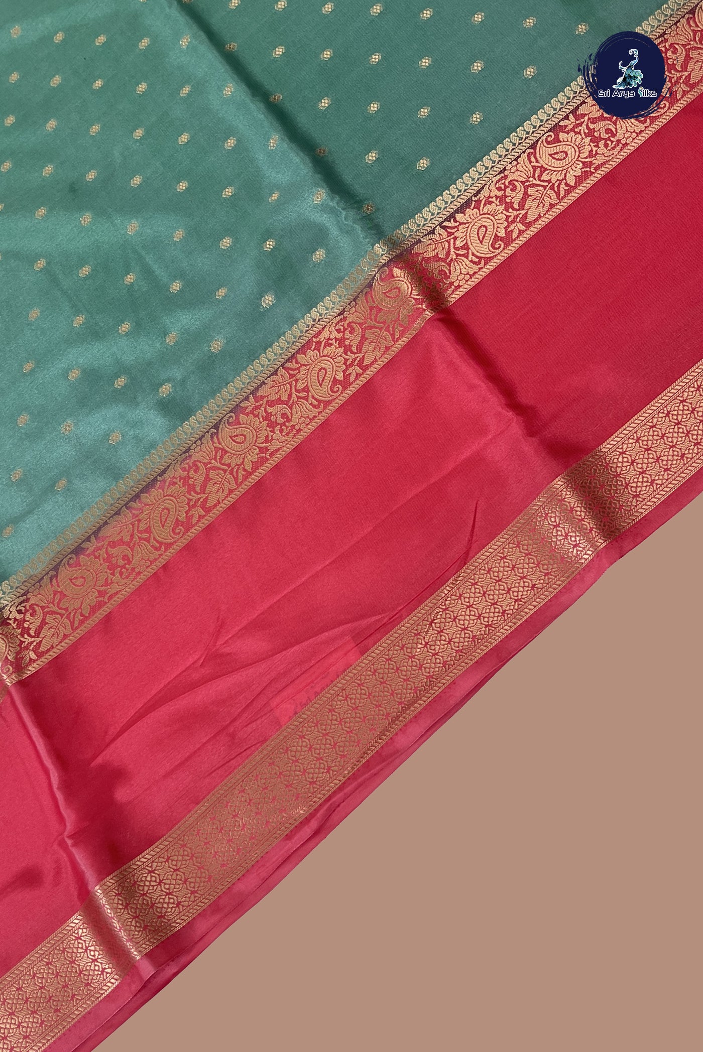 Pastel Shade Semi Mysore Silk With Zari Buttas Pattern