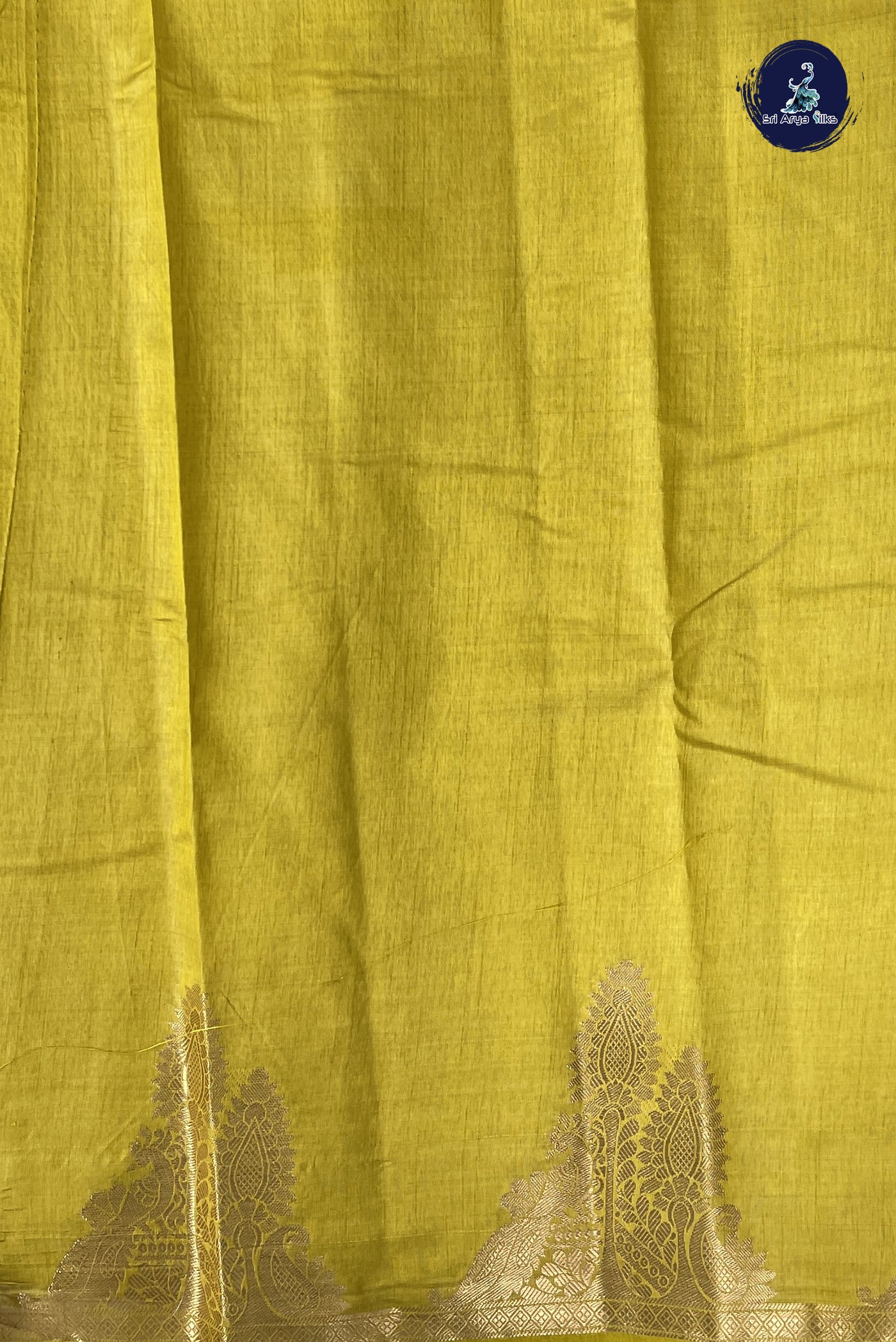 Lime Green Semi Tussar Saree With Plain Pattern