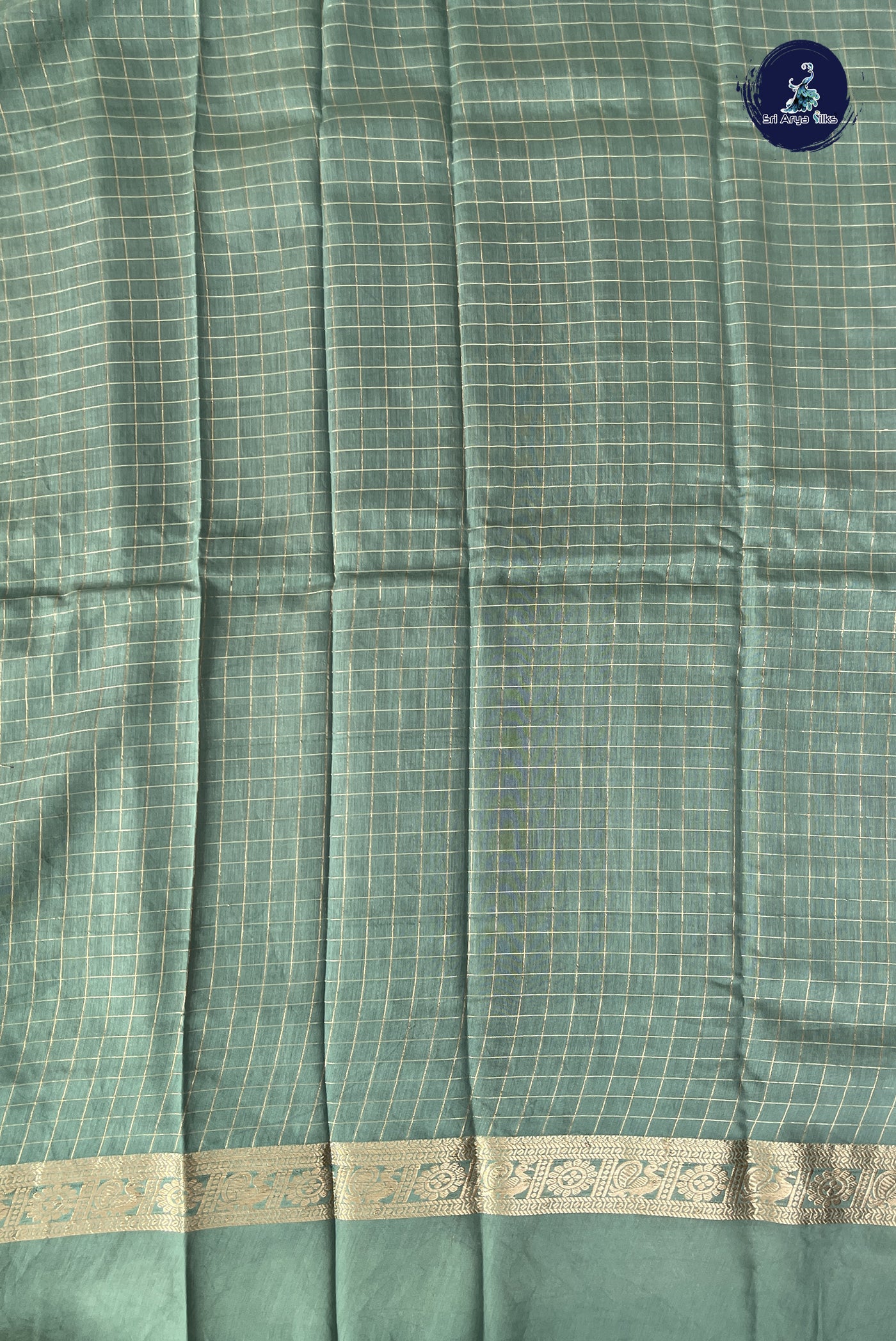 Jamun Semi Mysore Silk With Zari Checked Pattern