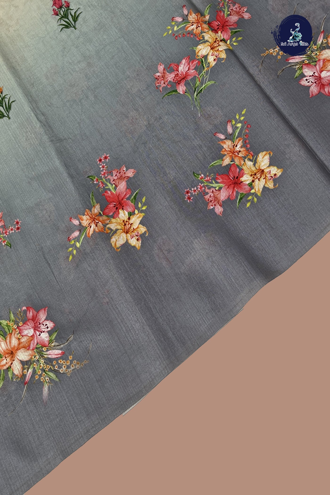 Cream Shade Semi Tussar Saree with printed pattern