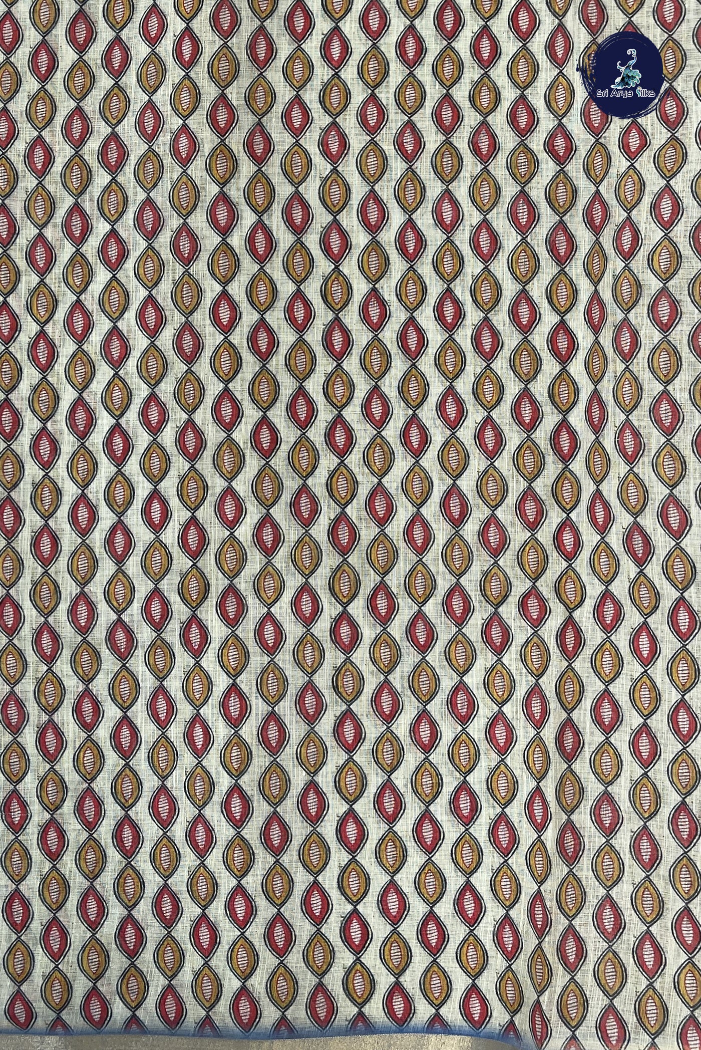 Blue Linen Saree With Madhubani  Pattern