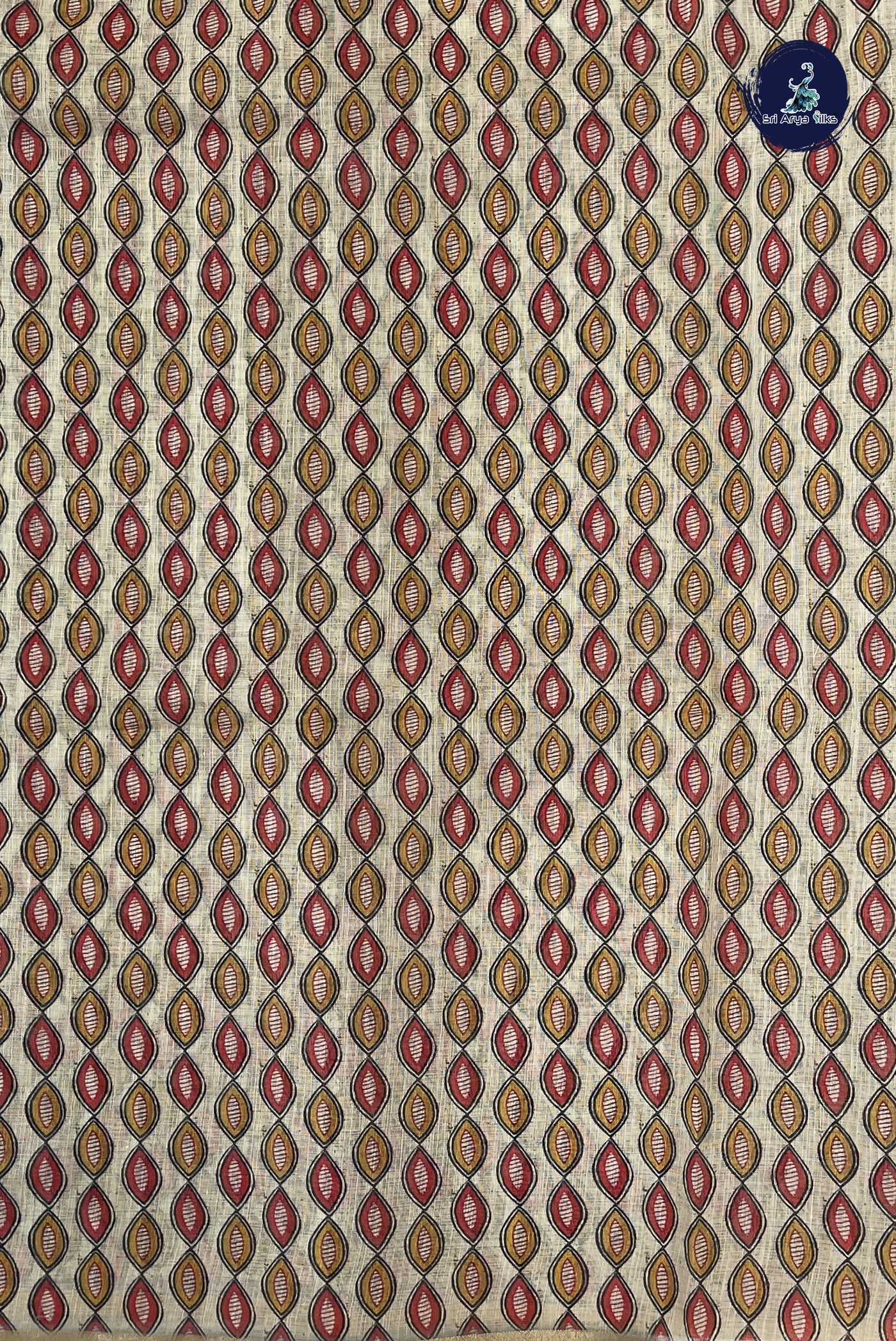 Emerald Green Linen Saree With Madhubani  Pattern