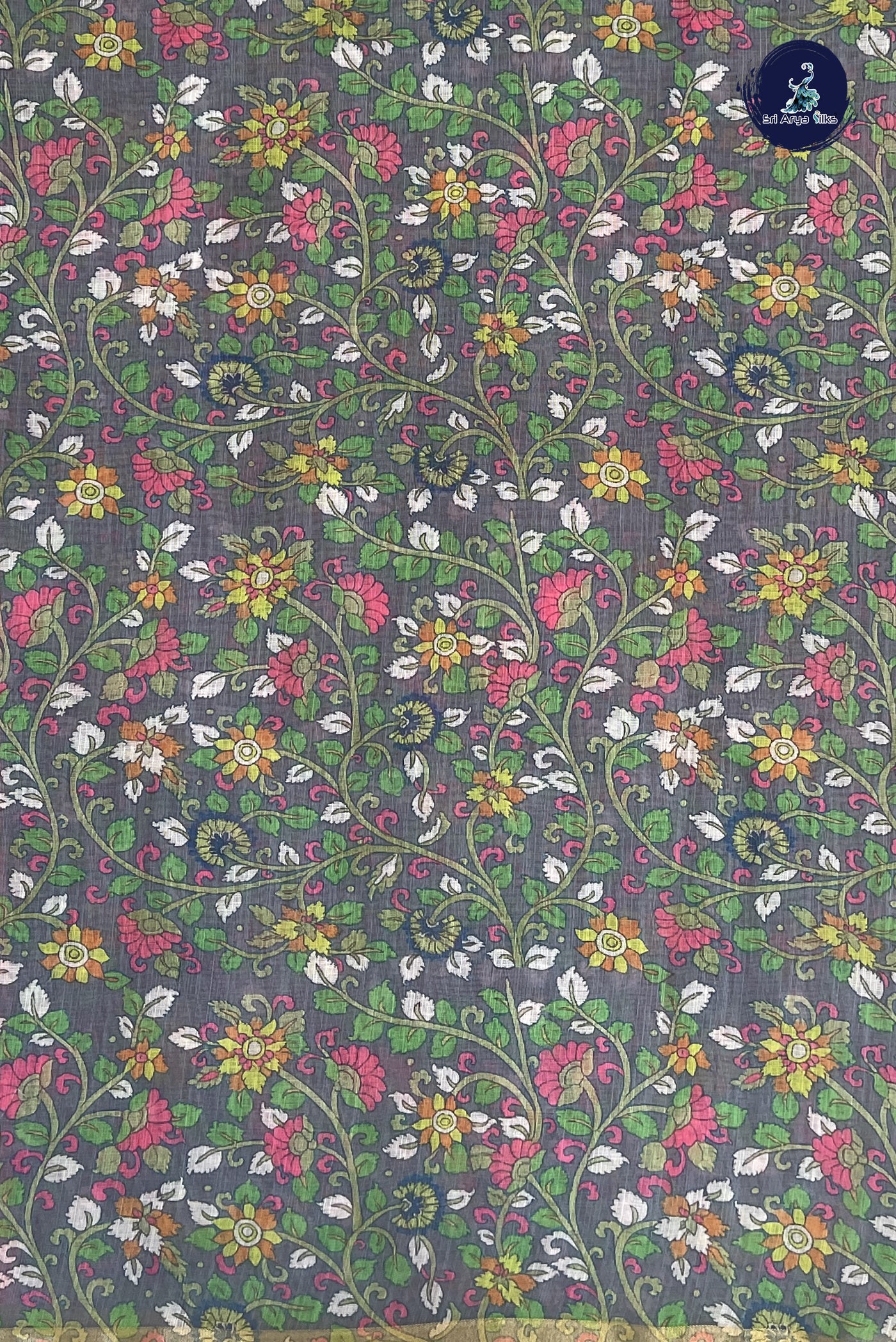 Candy Pink Linen Saree With Madhubani  Pattern