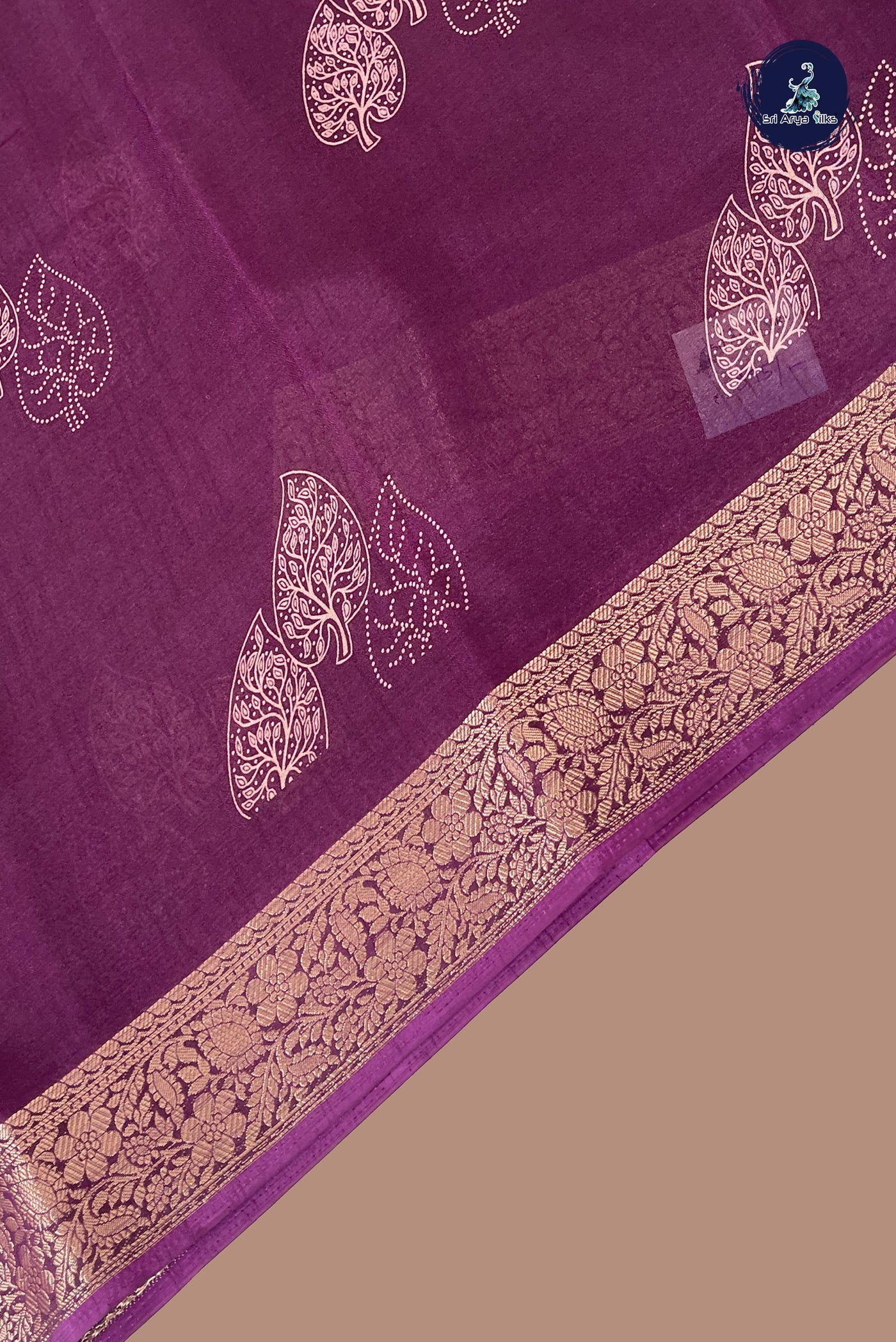 Burgundy Semi Crepe Silk Saree With Printed Pattern
