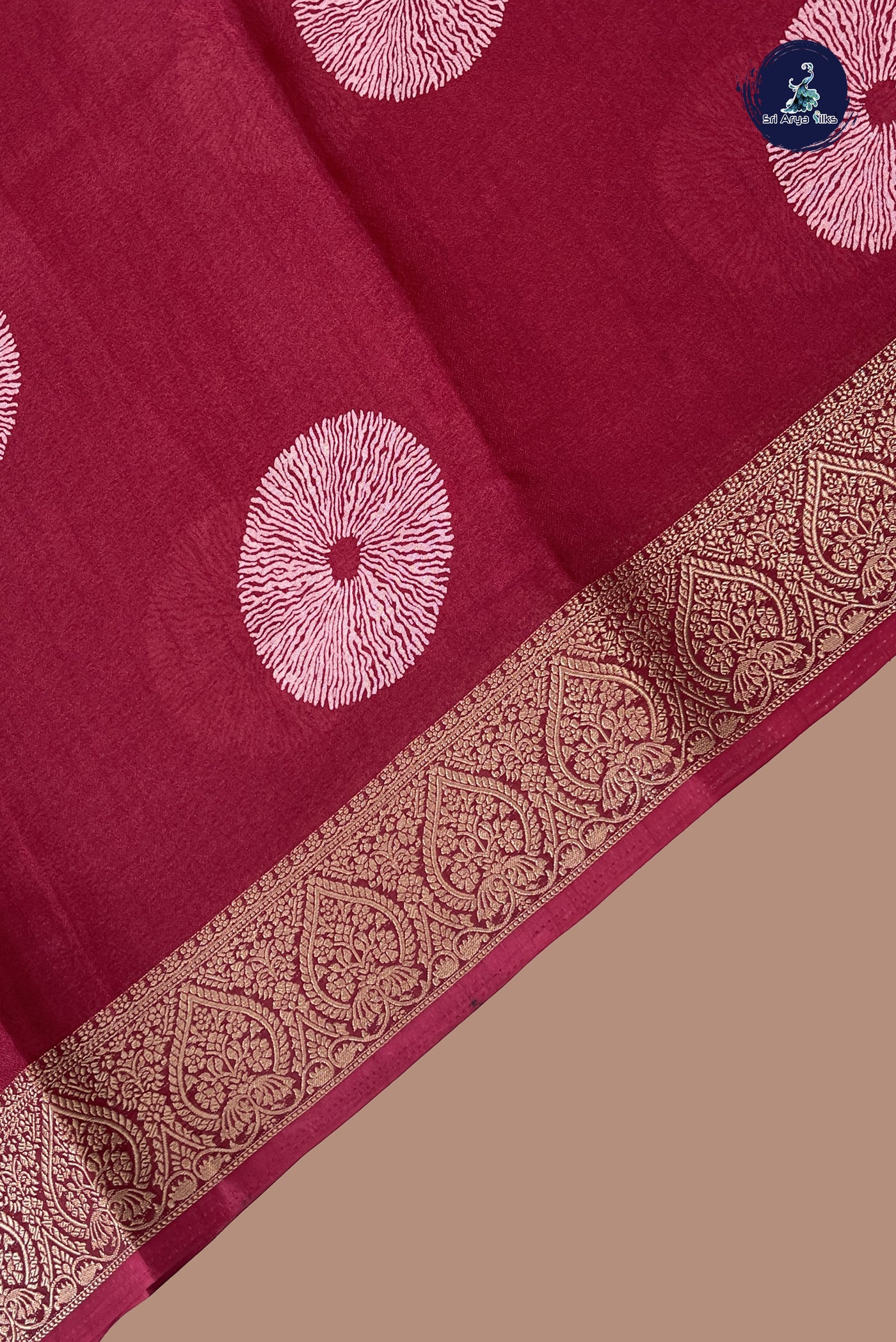 Maroon Semi Crepe Silk Saree With Printed Pattern