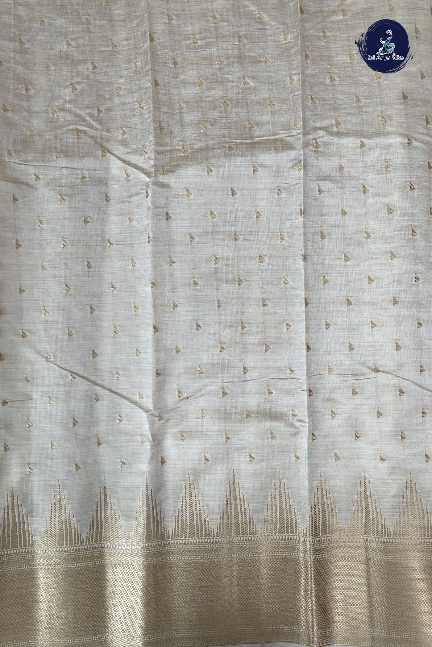 Off White Semi Tussar Saree With Buttas Pattern