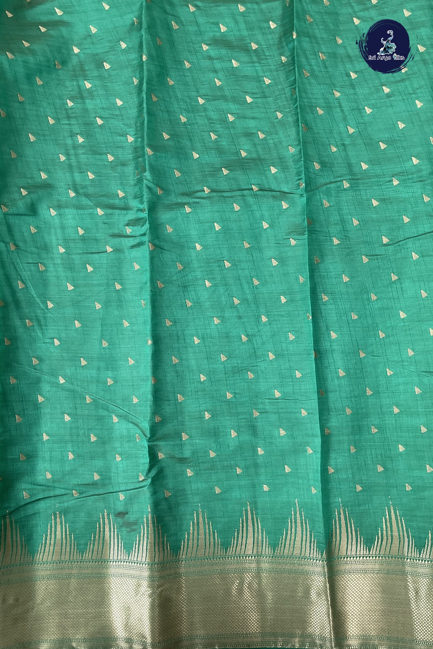 Teal Semi Tussar Saree With Buttas Pattern