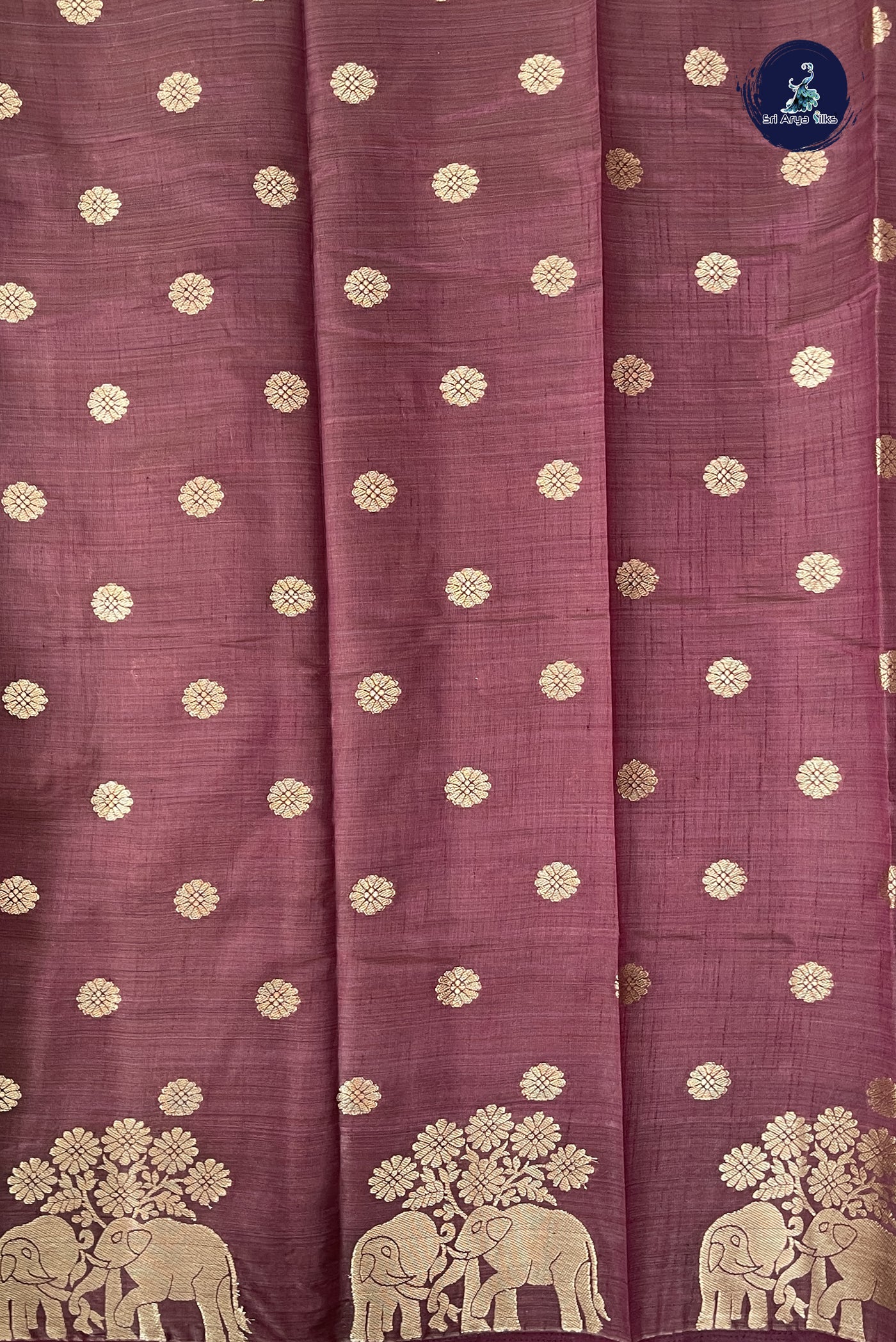 Coffee Brown Semi Tussar Saree With Zari Buttas Pattern