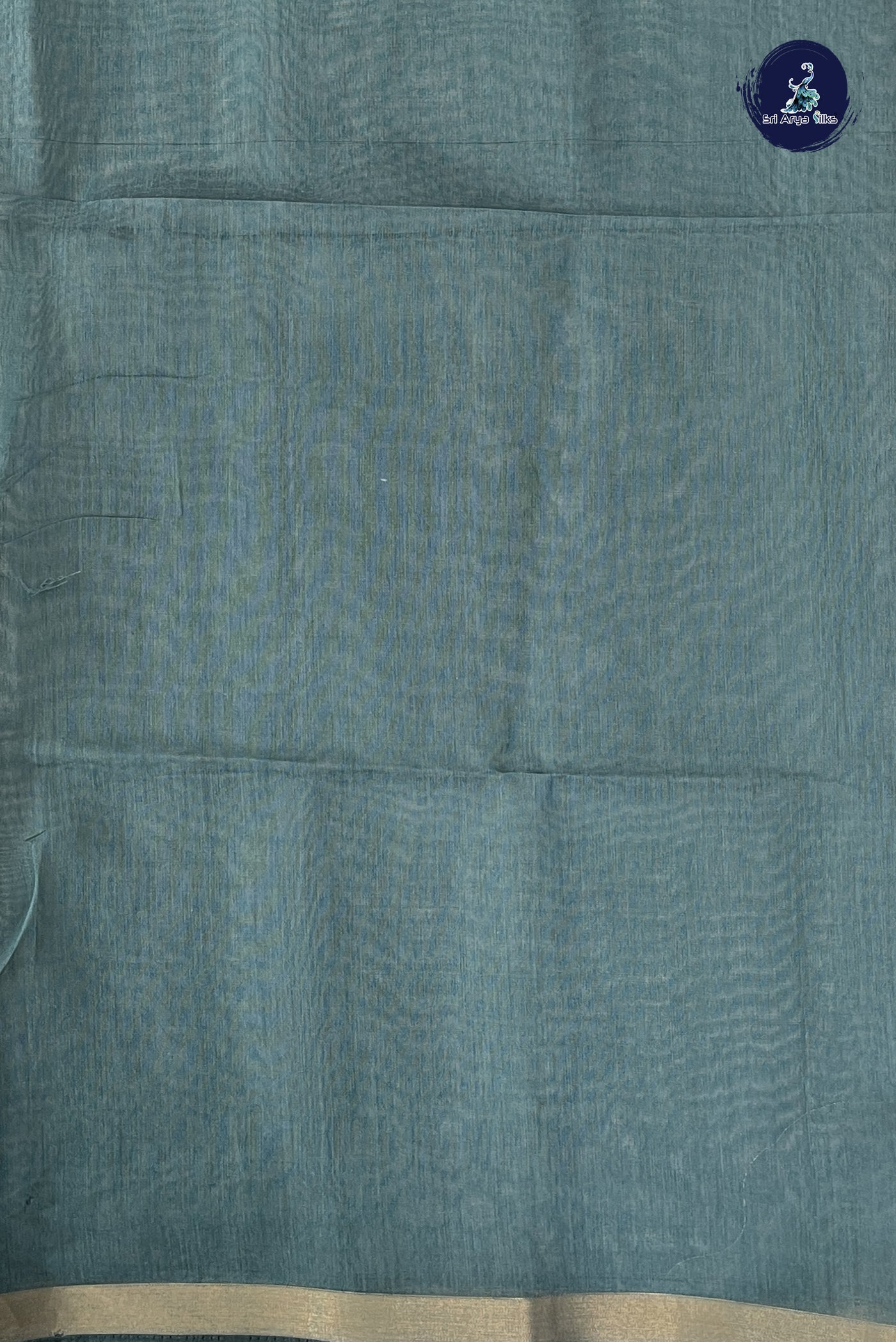 Teal Blue Semi Chanderi Saree With Embroidery Pattern