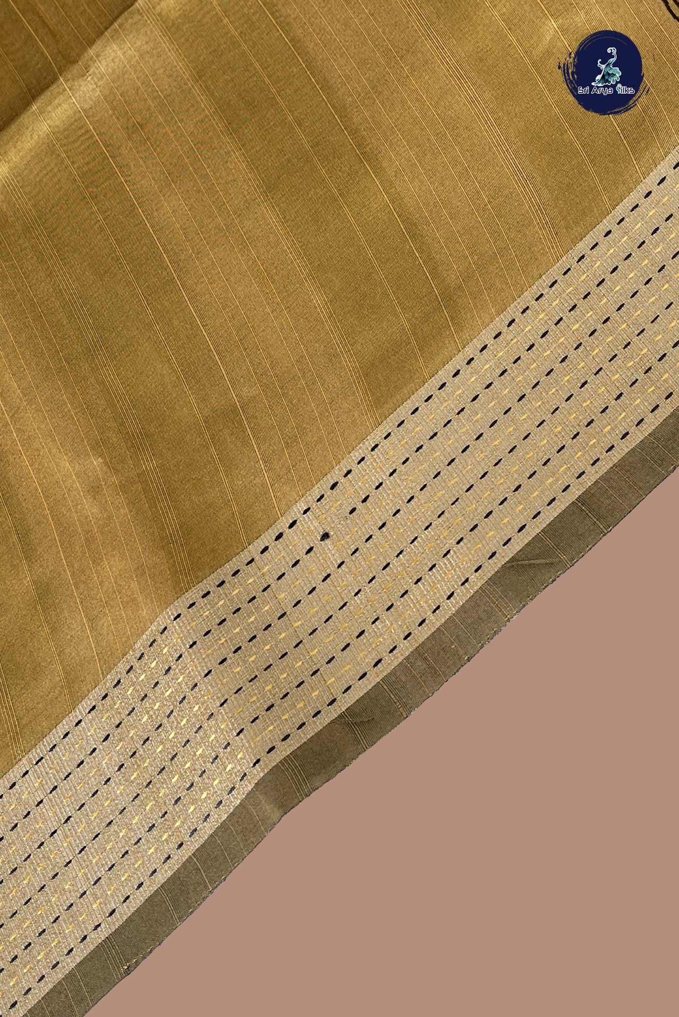 Mustard Yellow Semi Tussar Saree With Plain Pattern